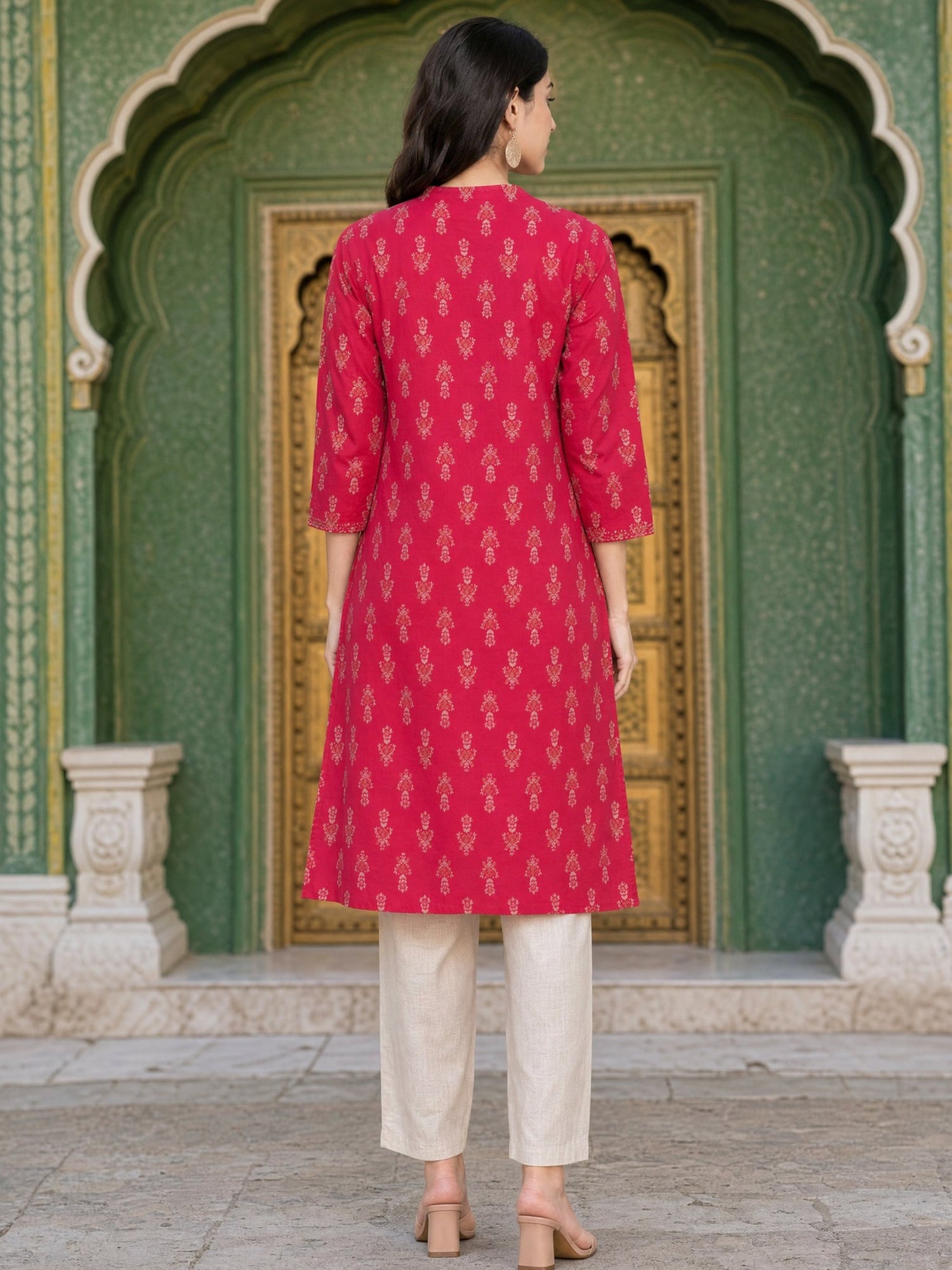 Rayon Printed Straight Knee Length Kurta