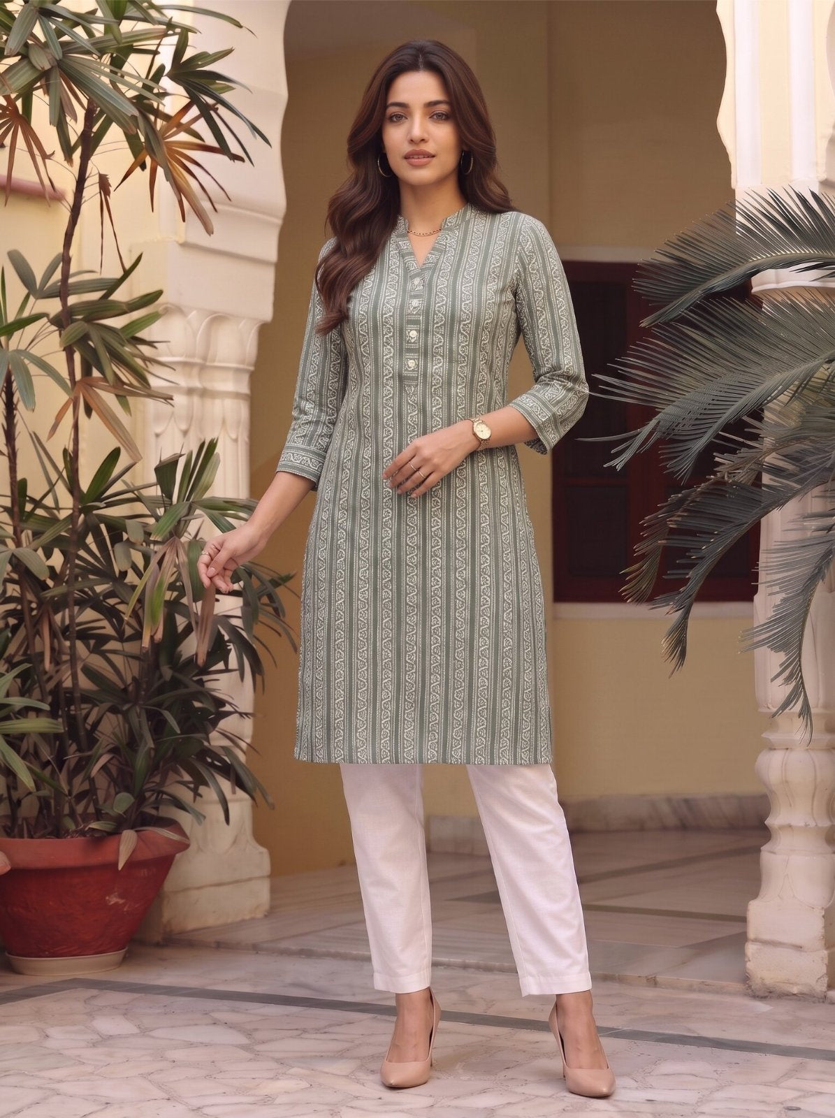 Viscose Printed Straight Knee Length Kurta