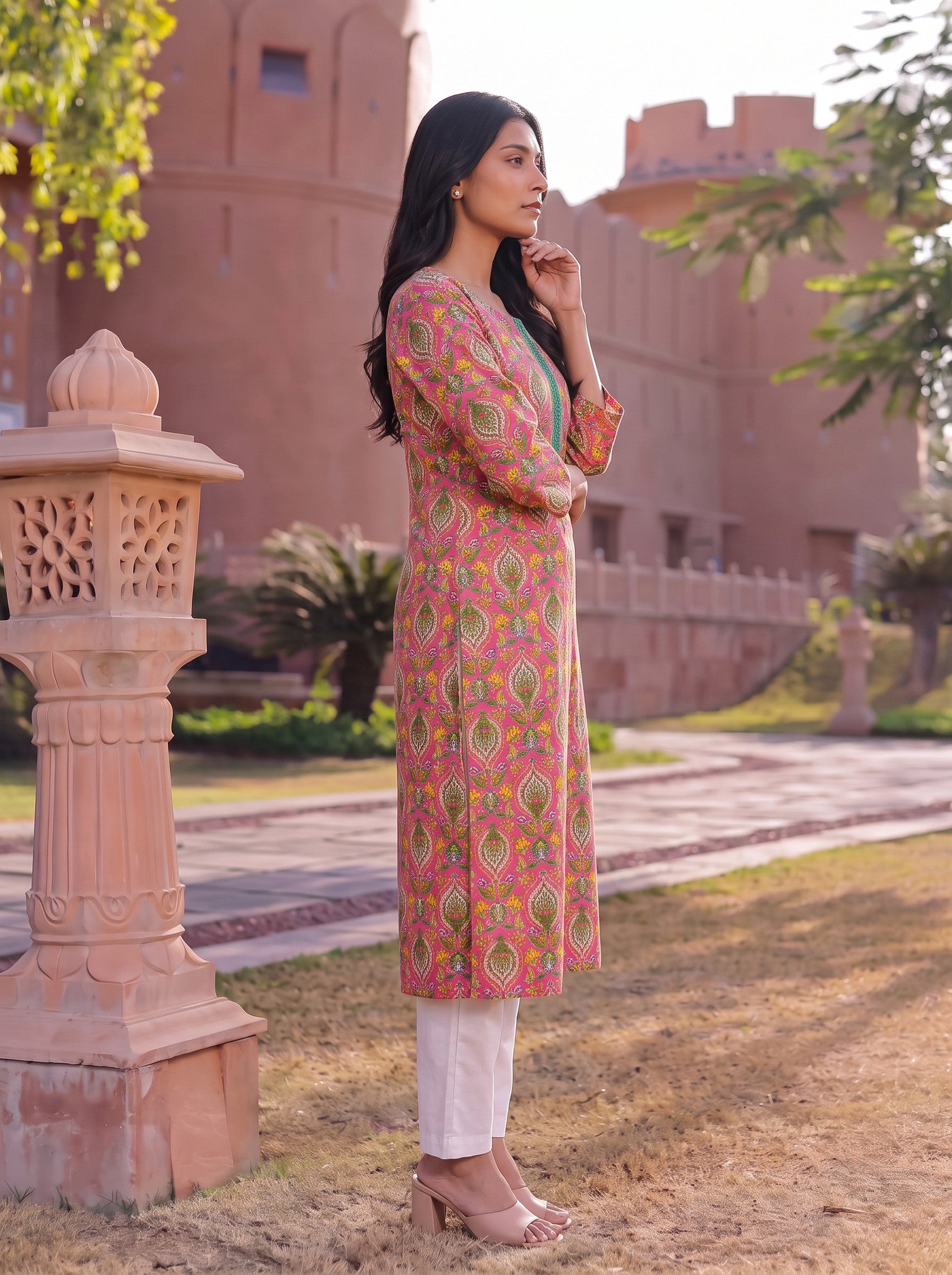 Cotton Printed Straight Knee Length Kurta