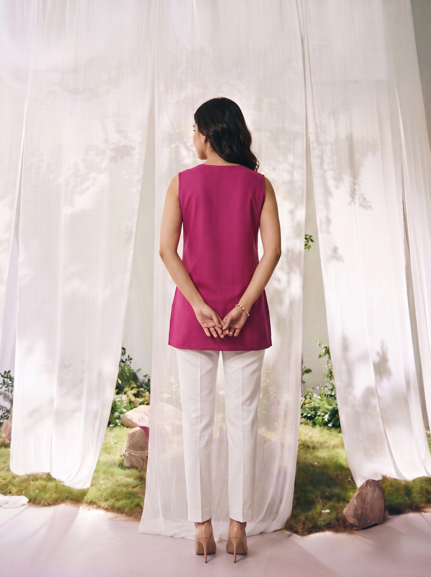 Buy Cotton Embroidered Straight Short Length Short Kurta-Pink