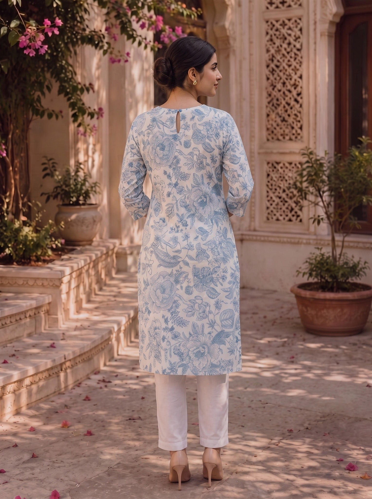 Rayon Printed Straight Knee Length Kurta