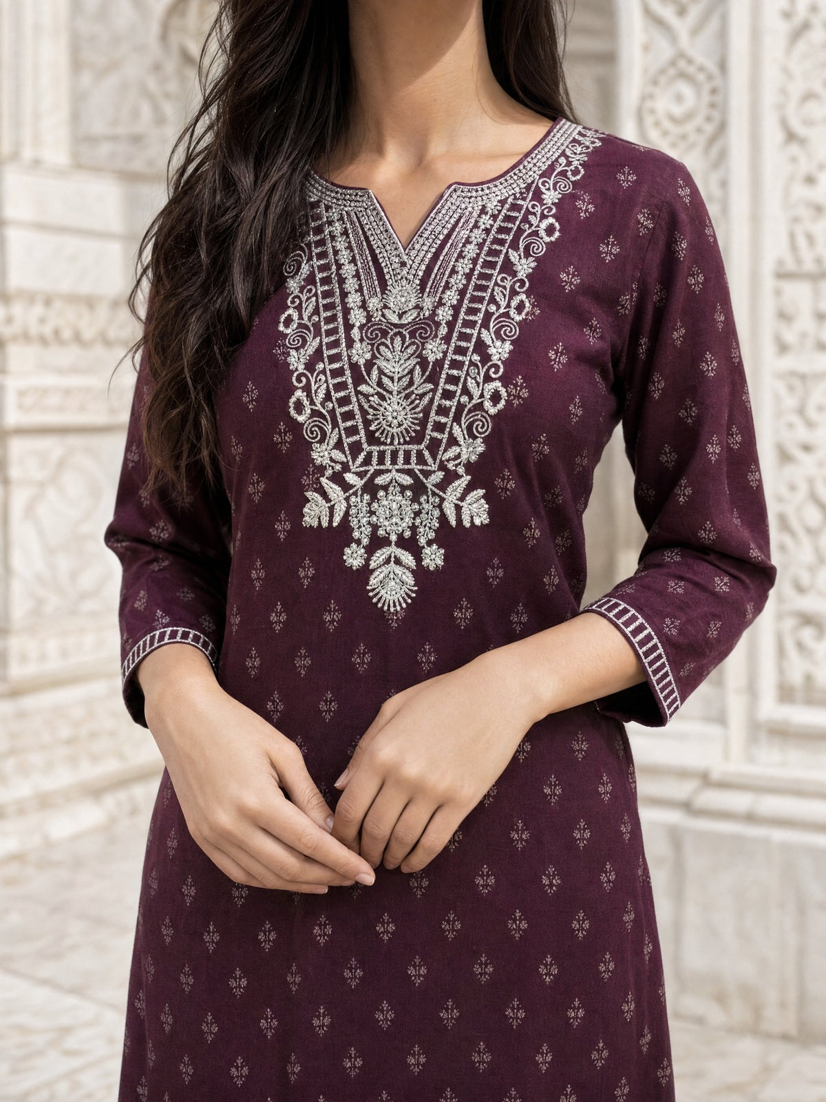 Rayon Embroidered Straight Calf Length Kurta