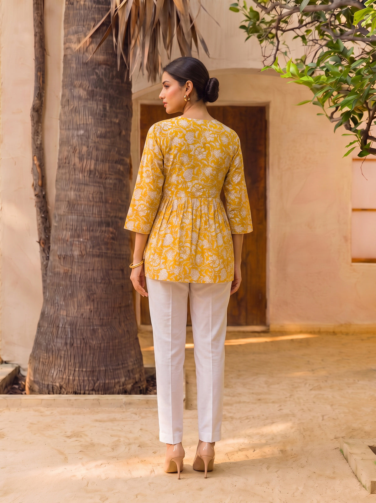 Cotton Printed Peplum Short Length Short Kurta