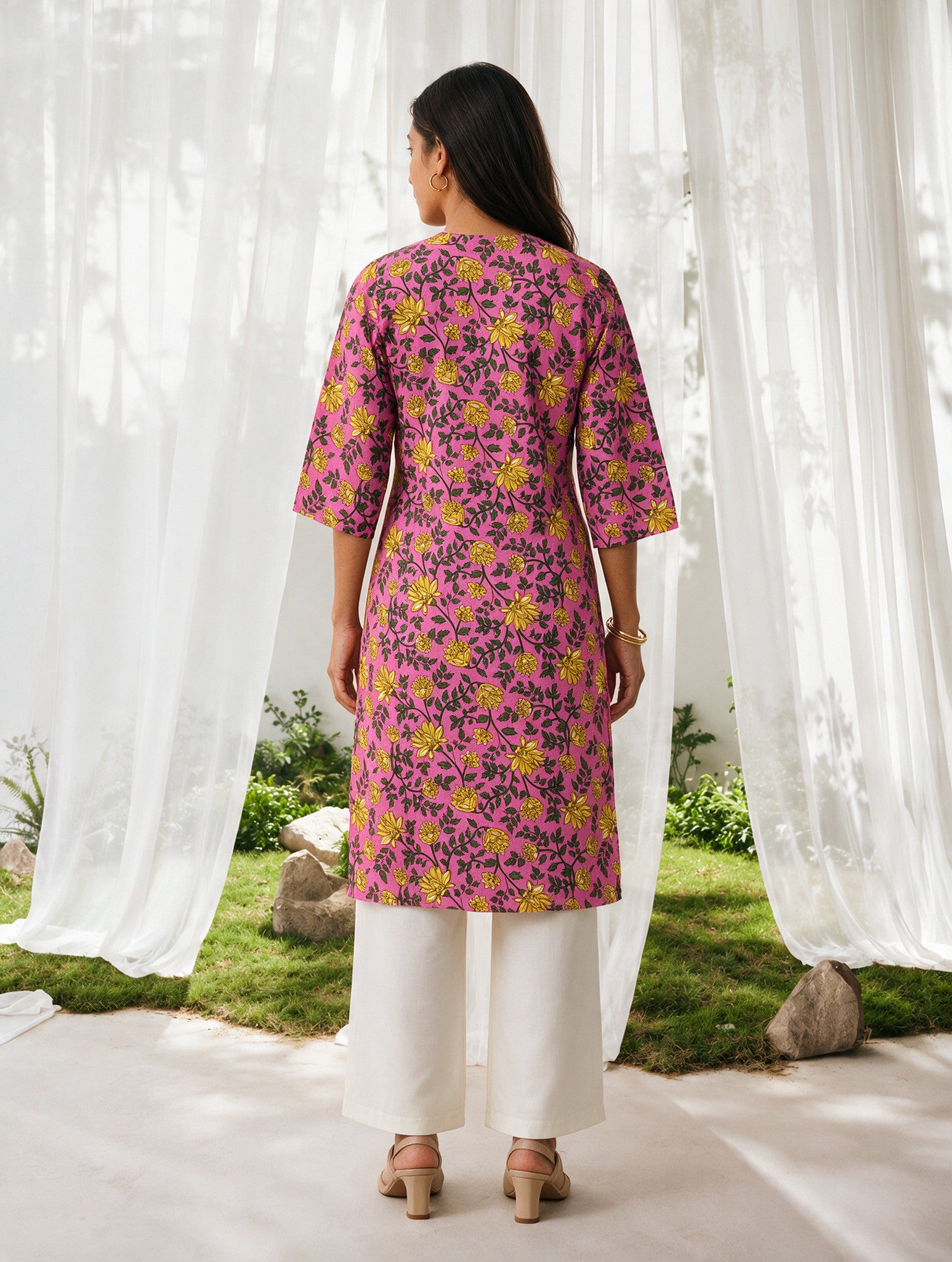 Rayon Printed Straight Knee Length Kurta