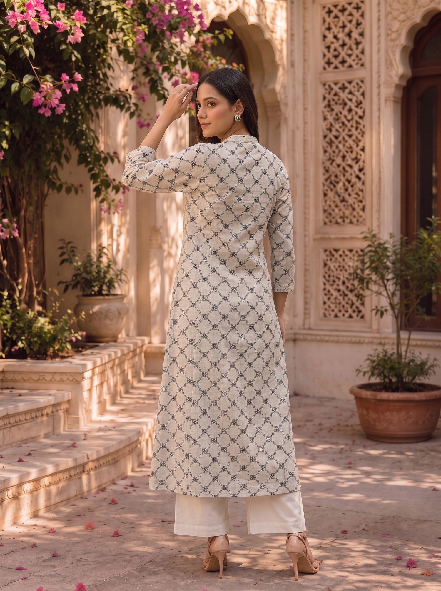 Buy Cotton Embroidered Straight Calf Length Kurta-Black