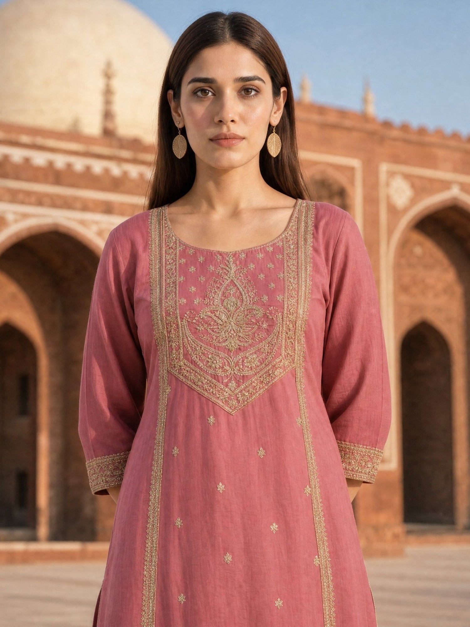 Rayon Embroidered Flared Calf Length Kurta