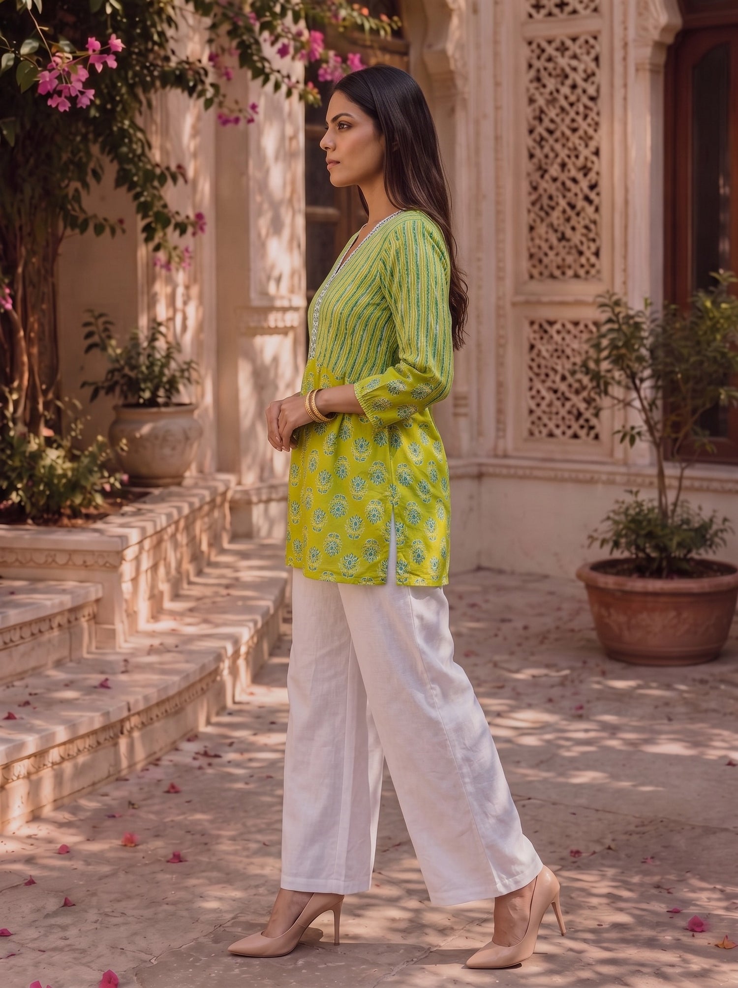 Buy Rayon Embroidered Straight Short Length Short Kurta-Green