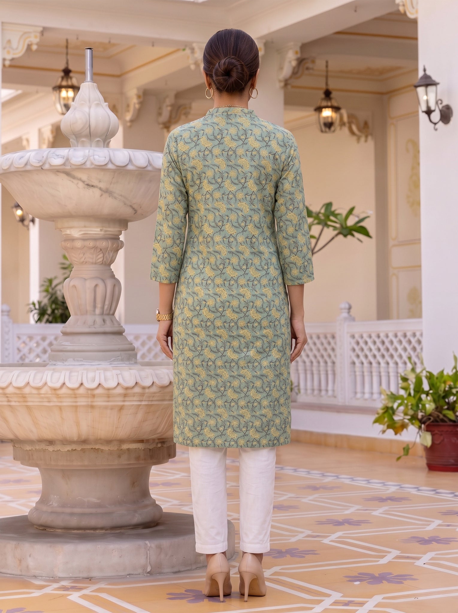 Cotton Printed Straight Knee Length Kurta
