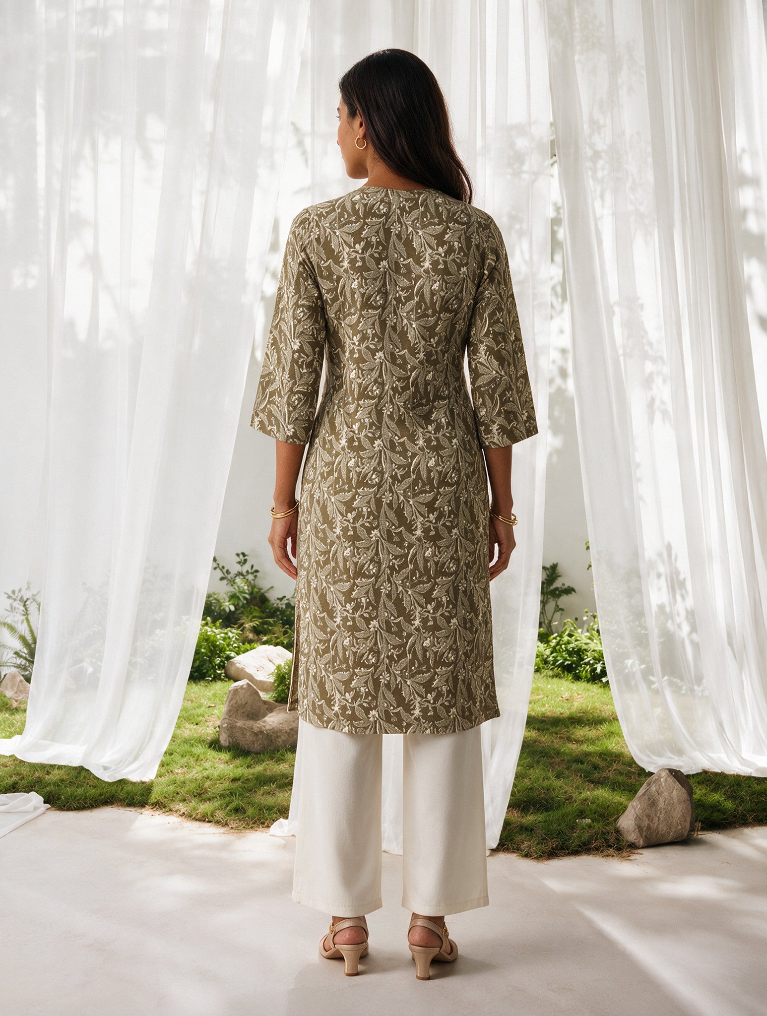 Cotton Printed Straight Knee Length Kurta