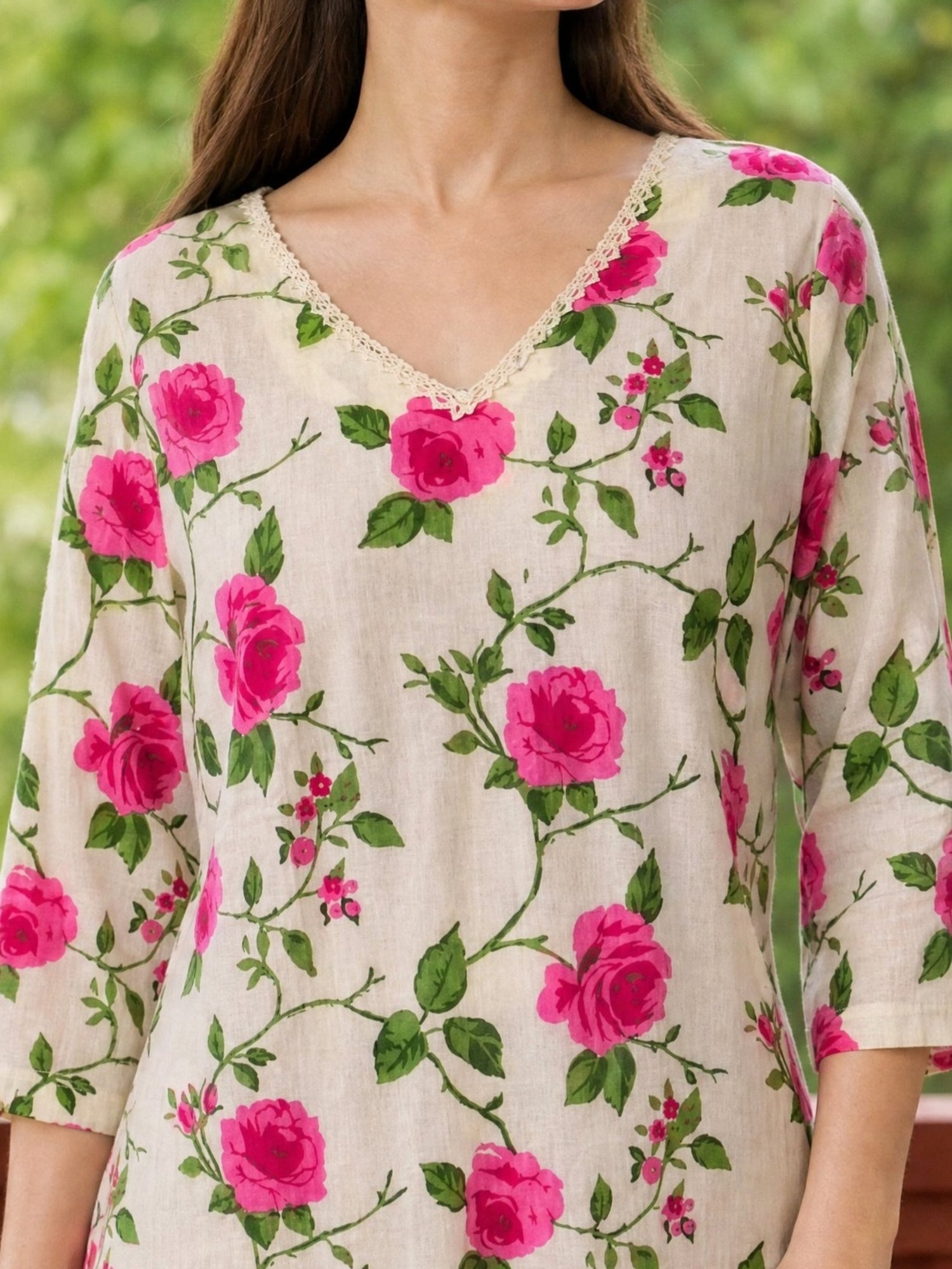 Buy Cotton Printed Straight Knee Length Kurta-Off White