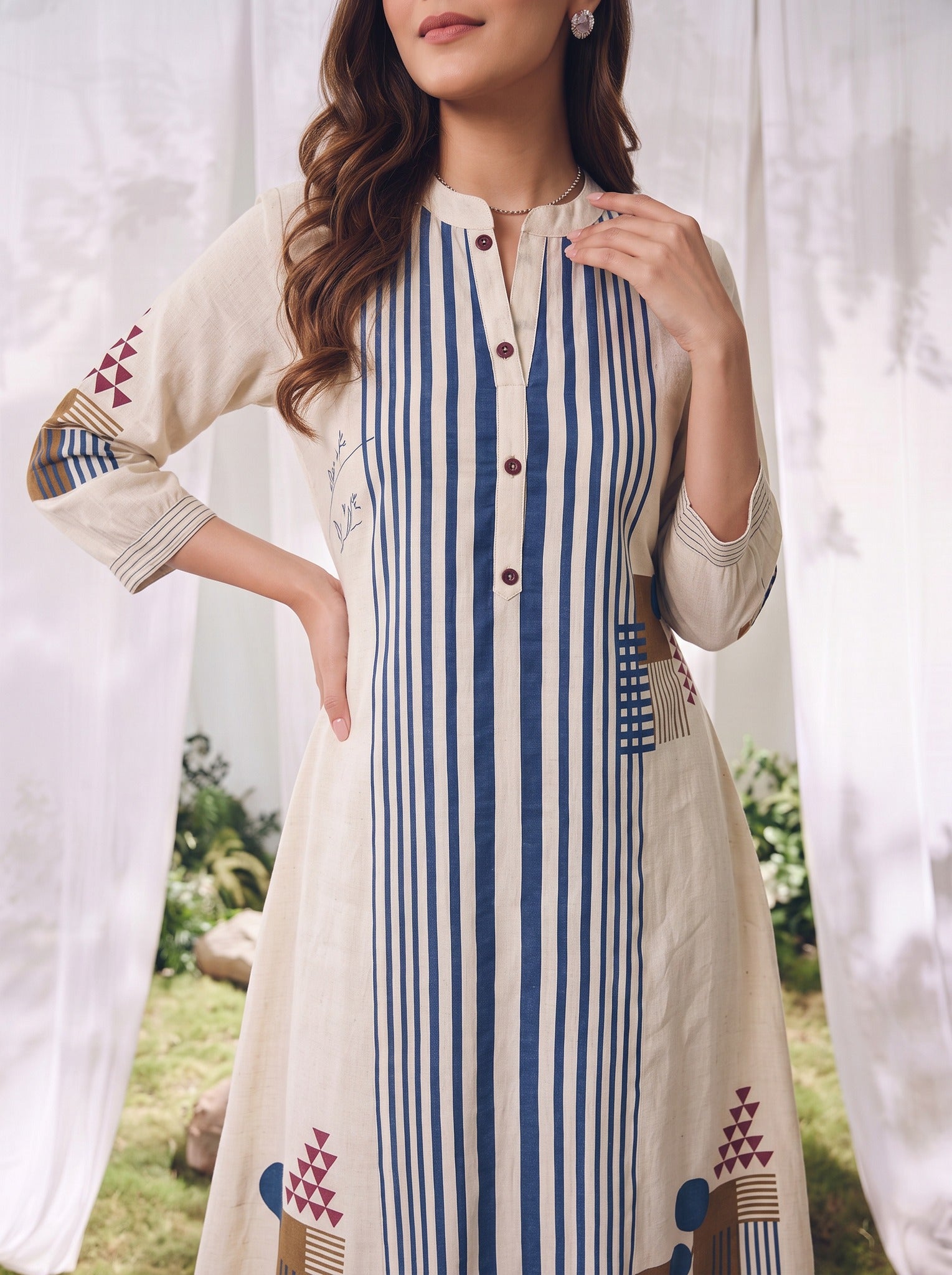 Cotton Printed Straight Calf Length Kurta