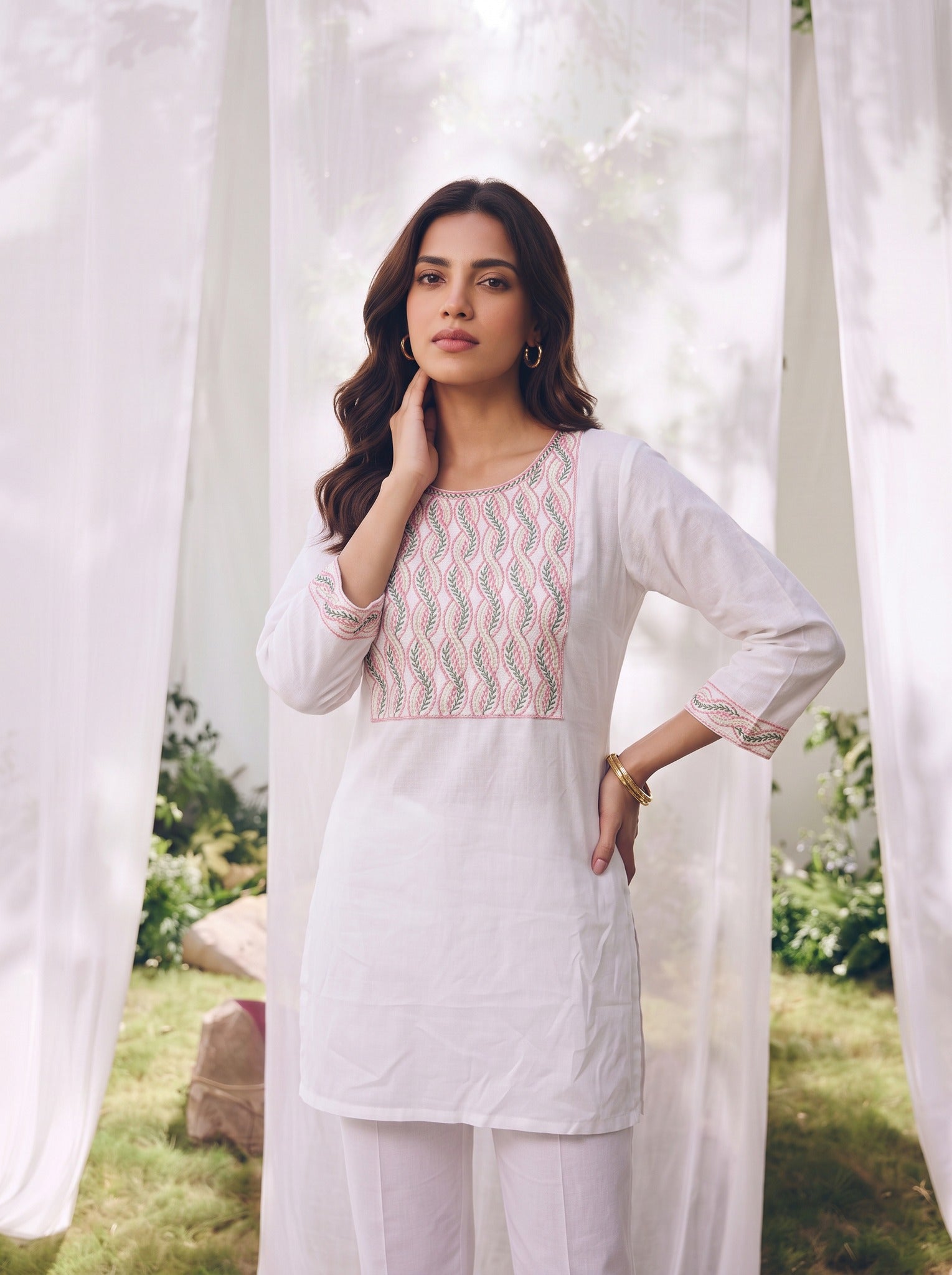 Rayon Embroidered Straight Short Length Short Kurta