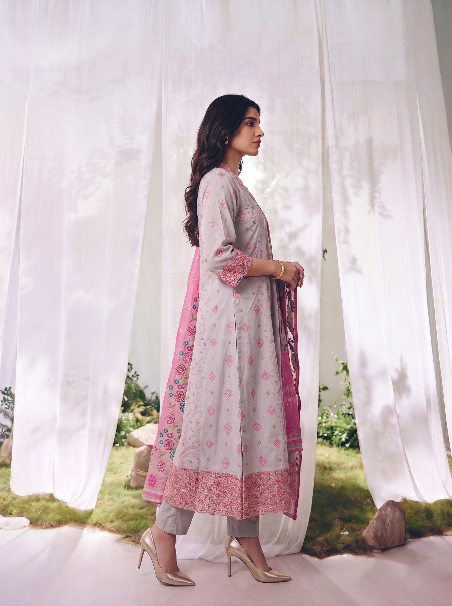 Viscose Embroidered Straight Calf Length Kurta With Pant