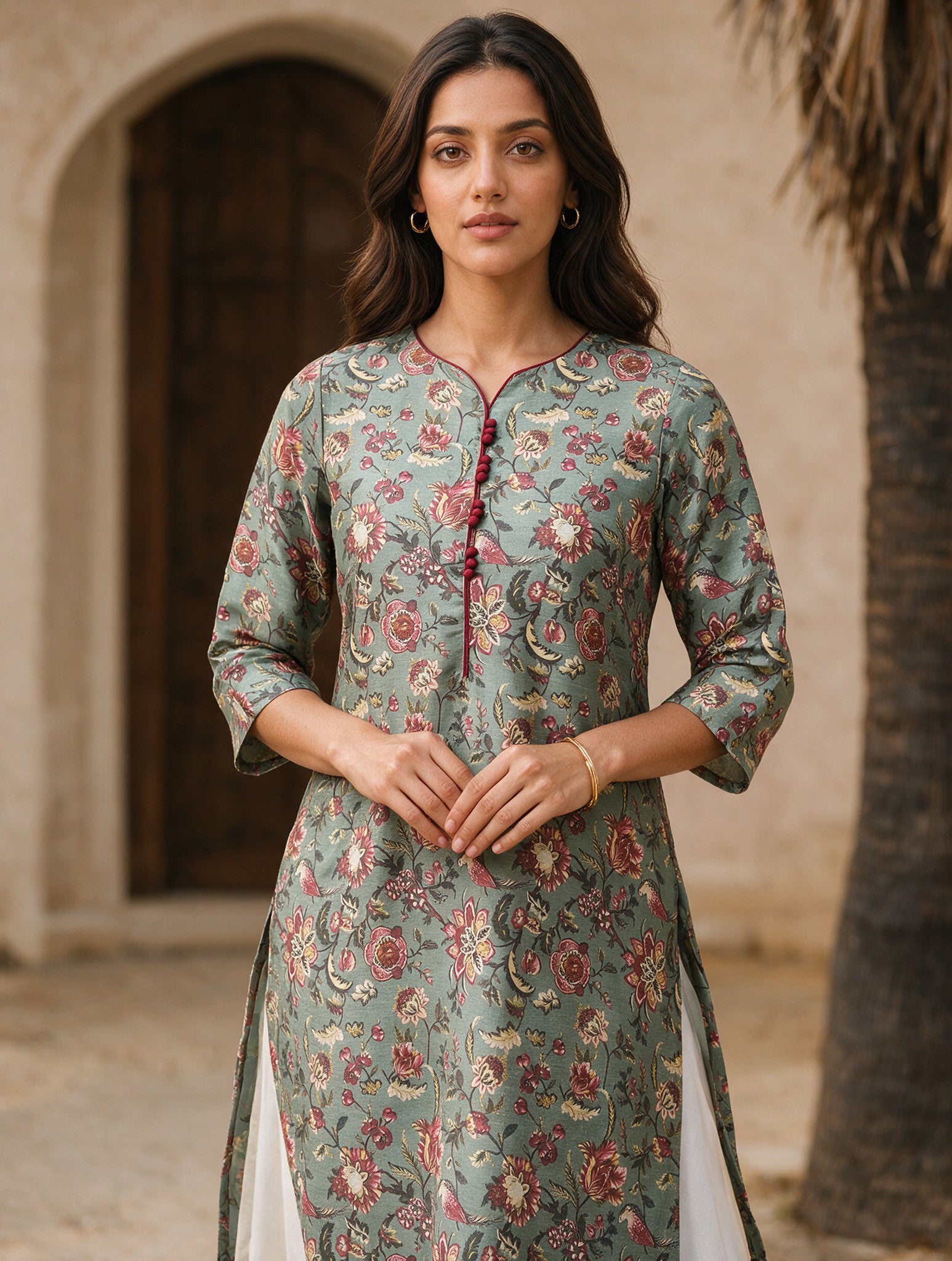 Cotton Printed Straight Knee Length Kurta