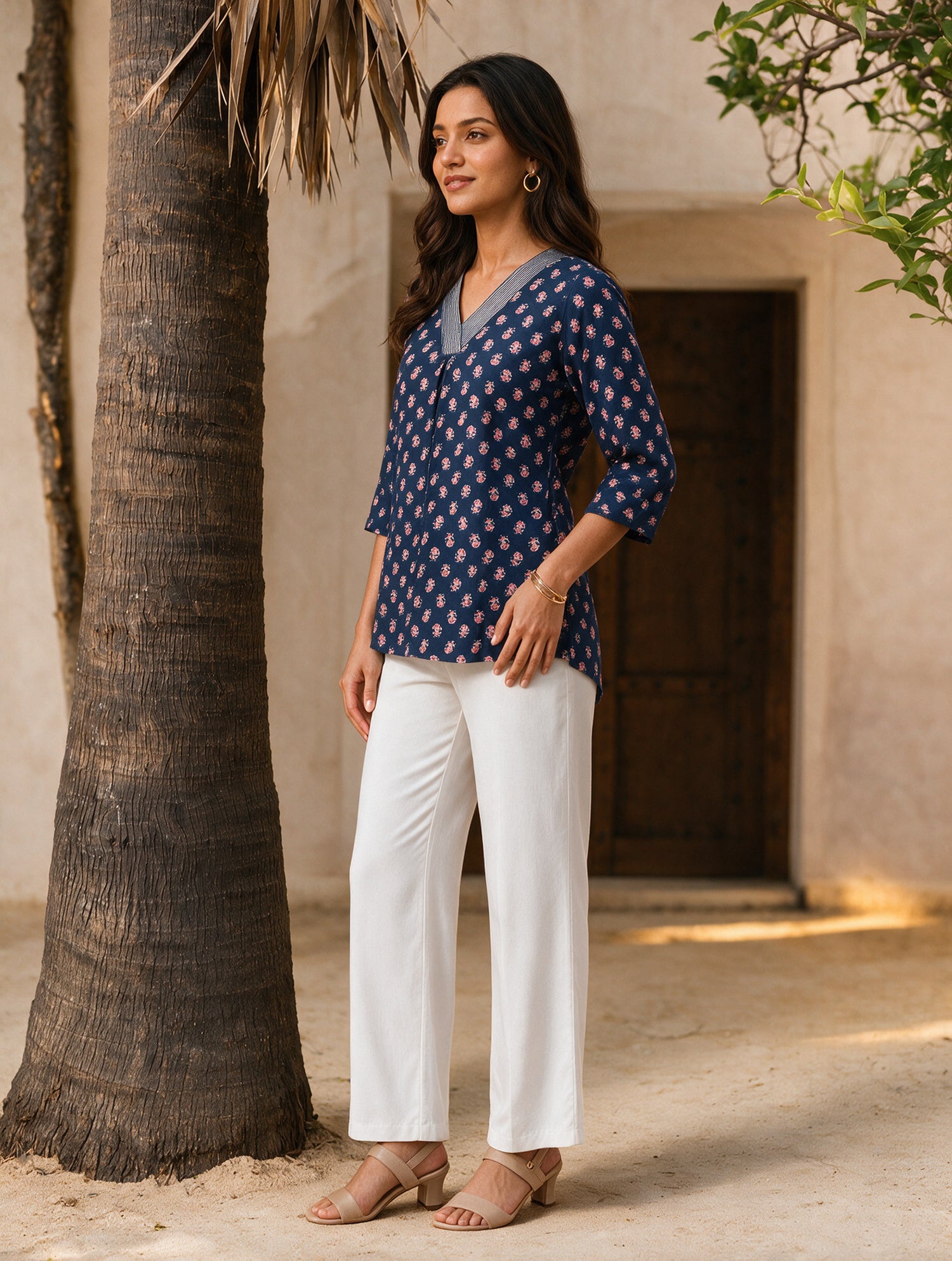 Buy Rayon Printed Straight Short Length Short Kurta-Blue