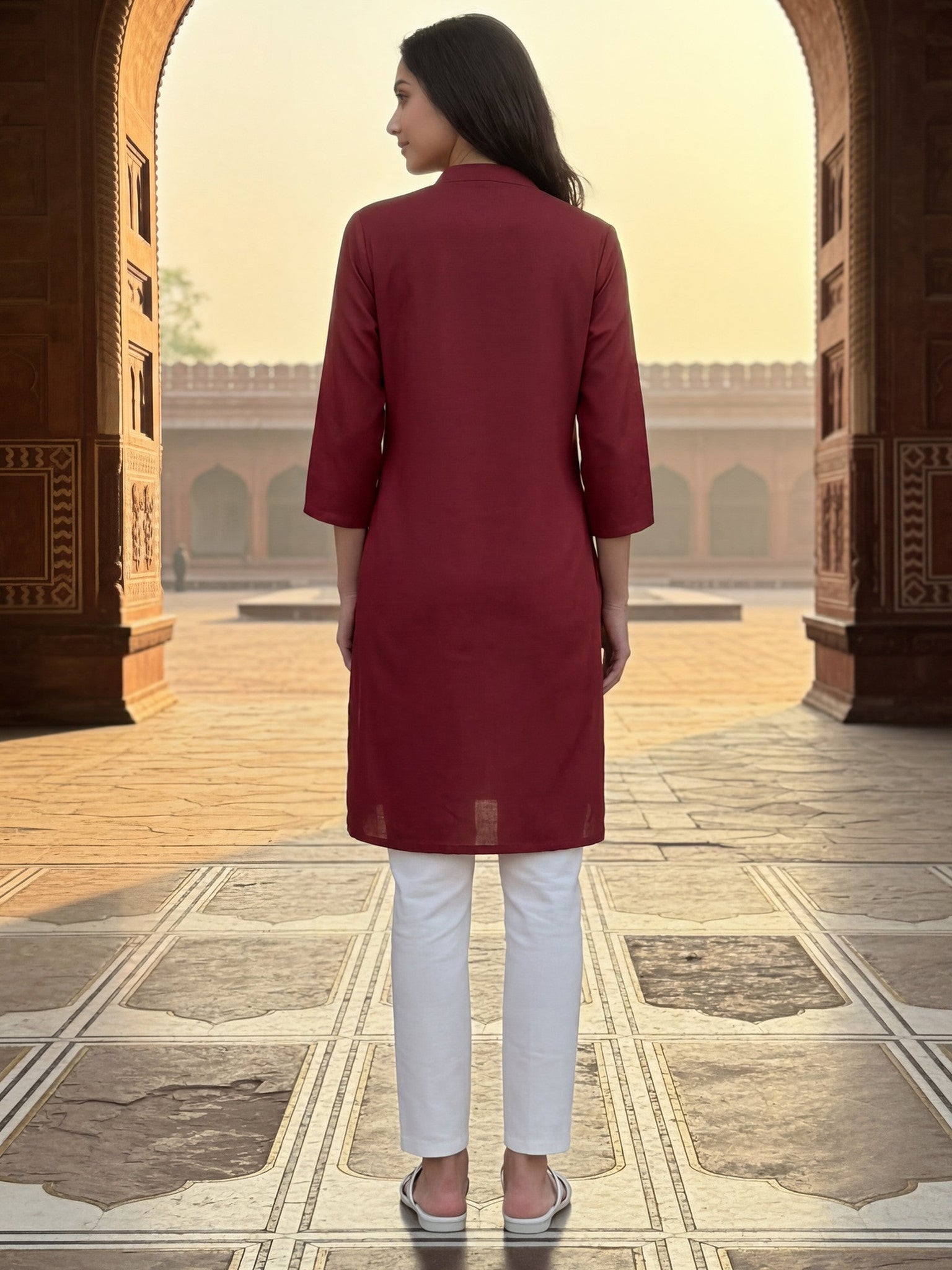 Rayon Embroidered Straight Knee Length Kurta