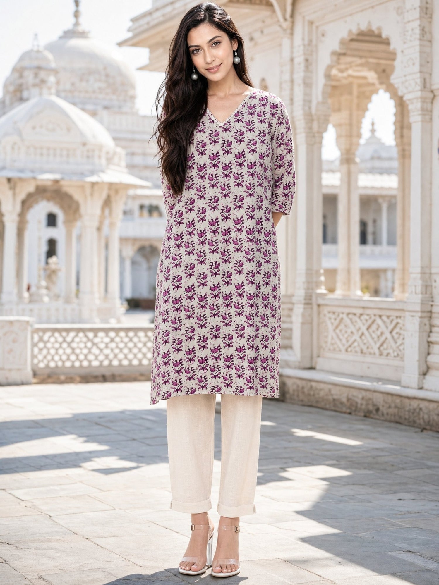 Cotton Printed Straight Knee Length Kurta