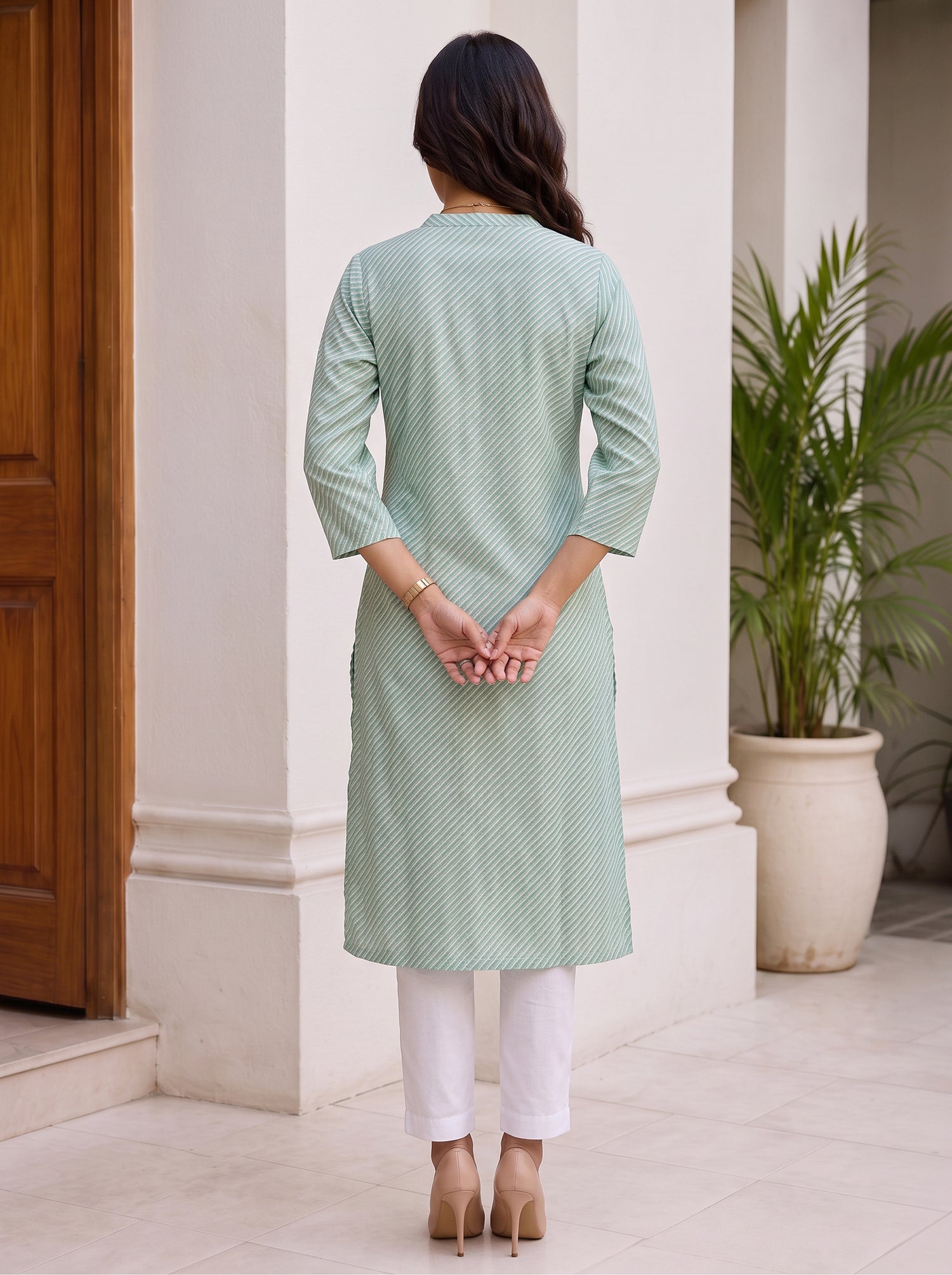 Buy Cotton Printed Straight Knee Length Kurta-Green