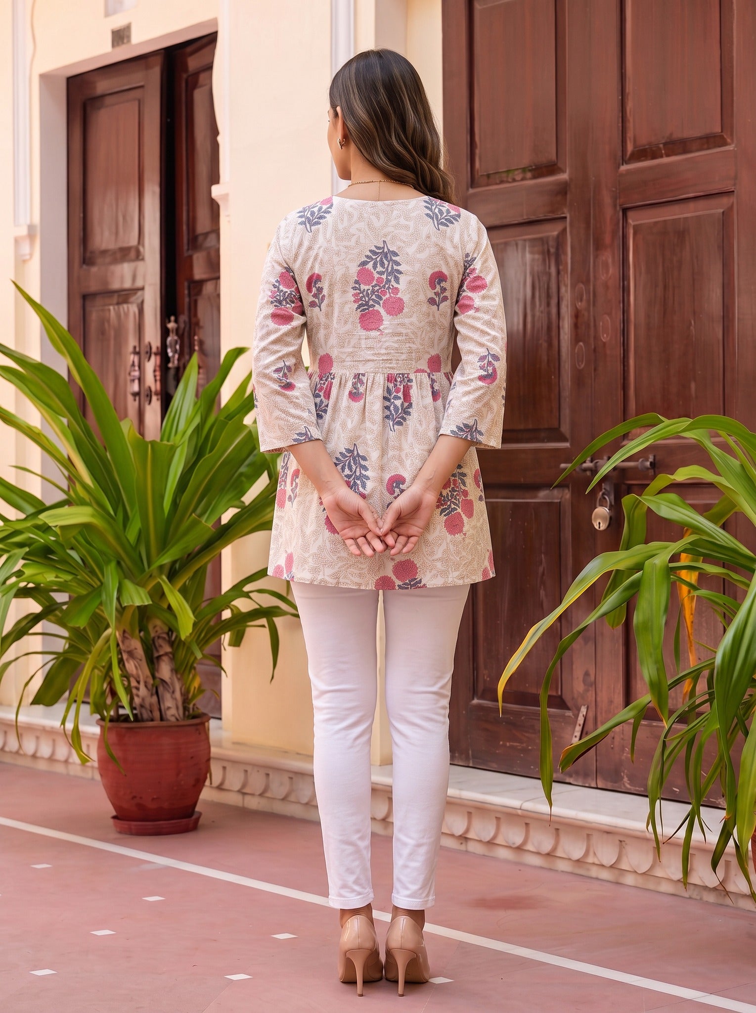 Rayon Printed Straight Short Length Short Kurta