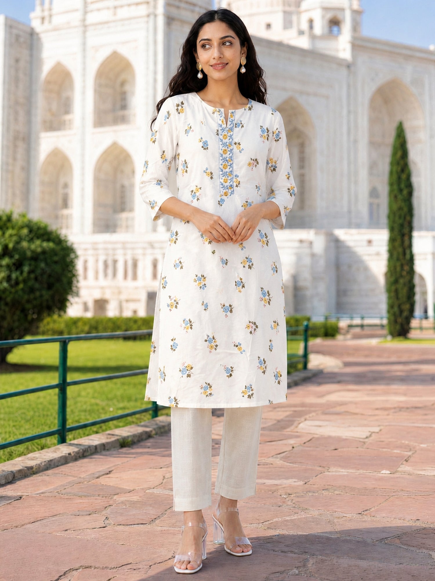 Rayon Printed Straight Knee Length Kurta