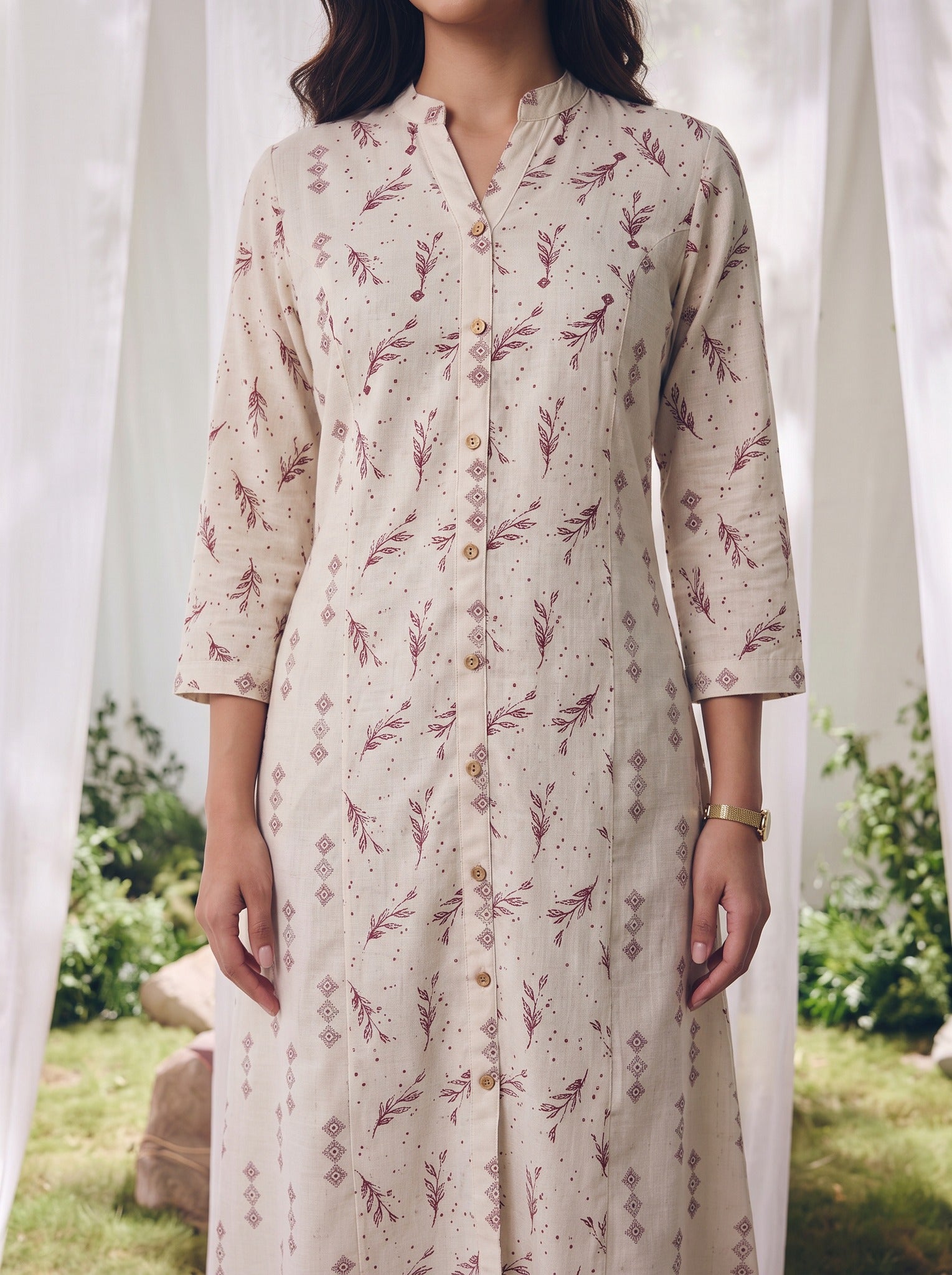 Cotton Embroidered Straight Calf Length Kurta