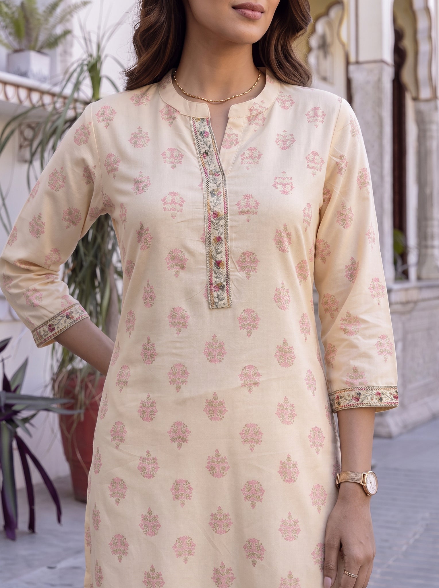 Rayon Embroidered Straight Calf Length Kurta