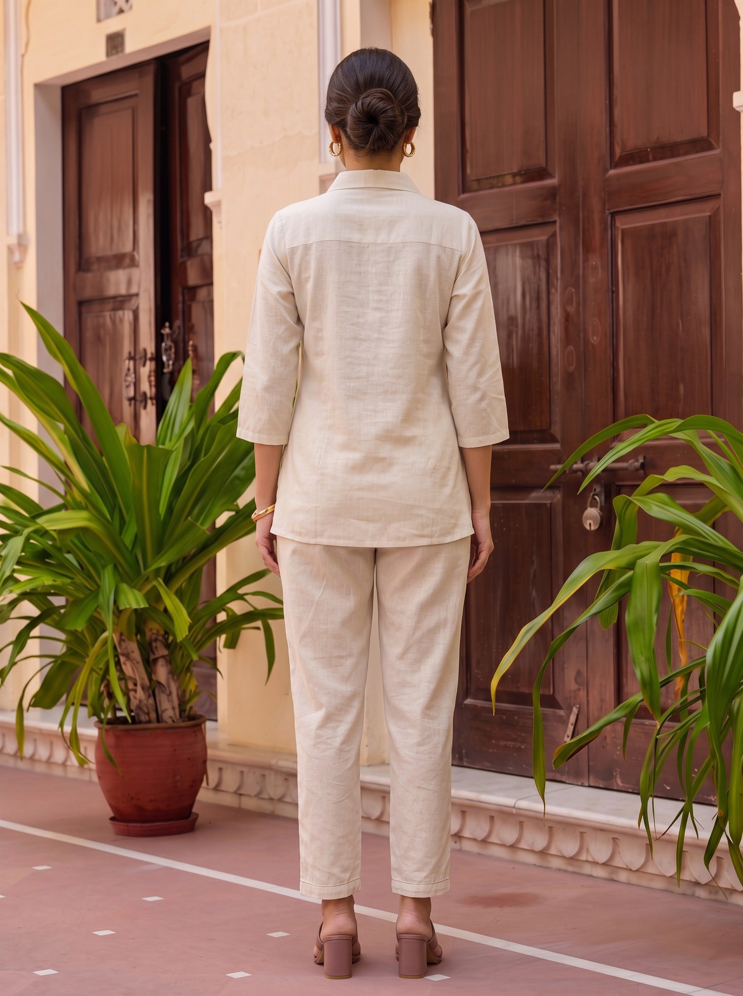 Cotton Embroidered Straight Co-Ord Set