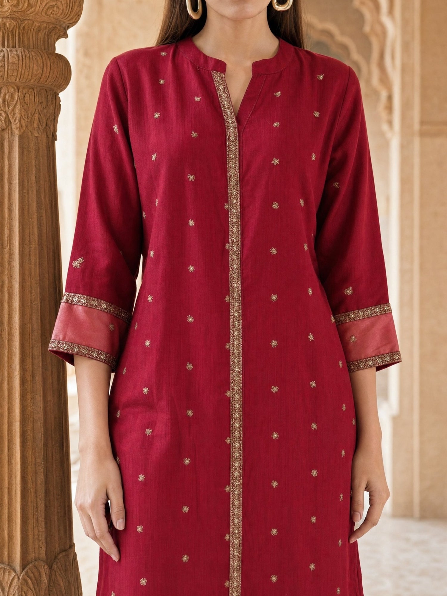 Viscose Embroidered A-Line Calf Length Kurta
