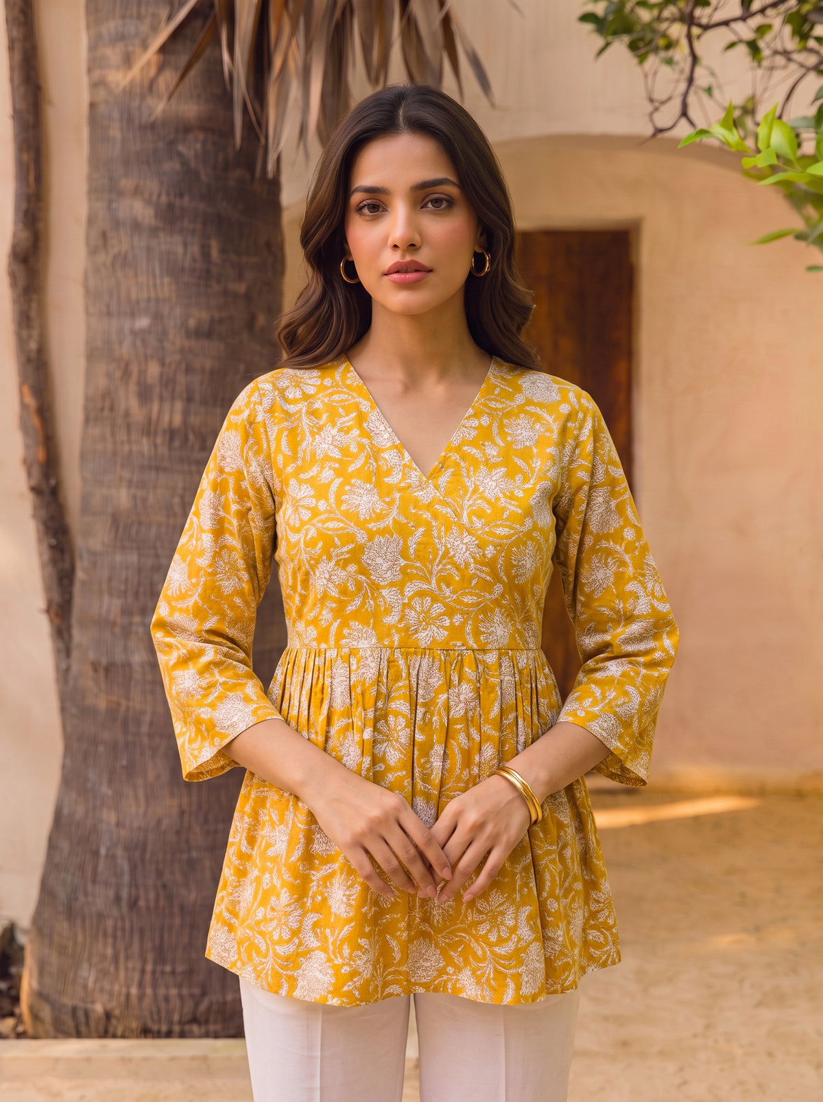 Cotton Printed Peplum Short Length Short Kurta