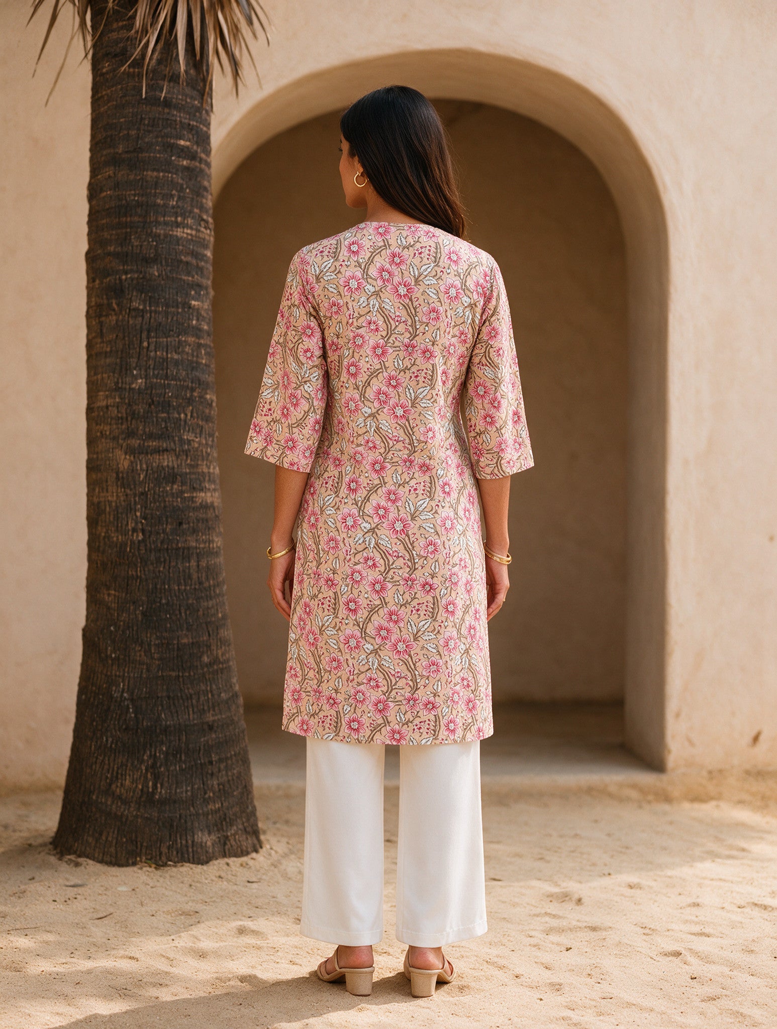 Cotton Printed Straight Knee Length Kurta