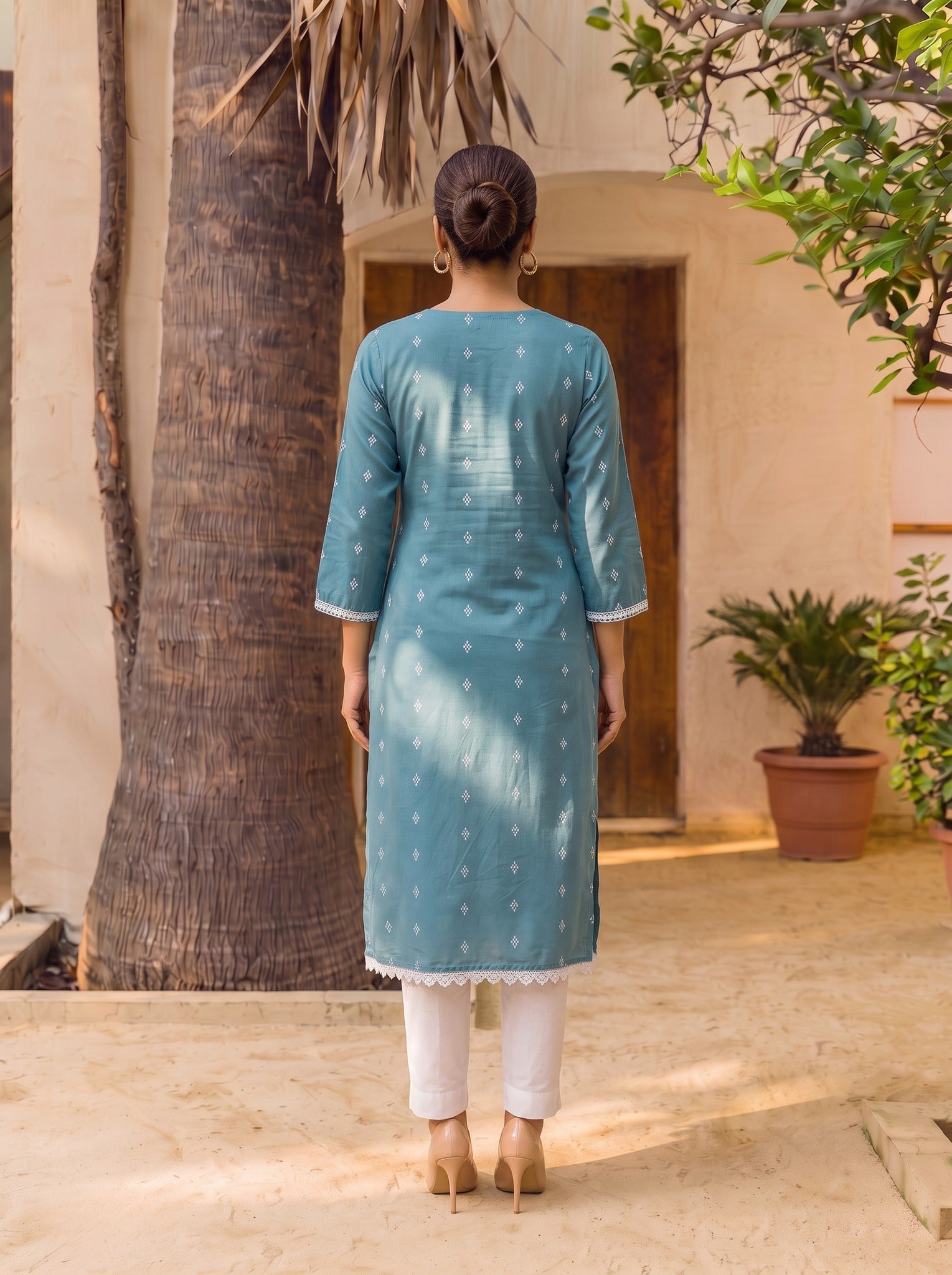 Rayon Embroidered Straight Calf Length Kurta