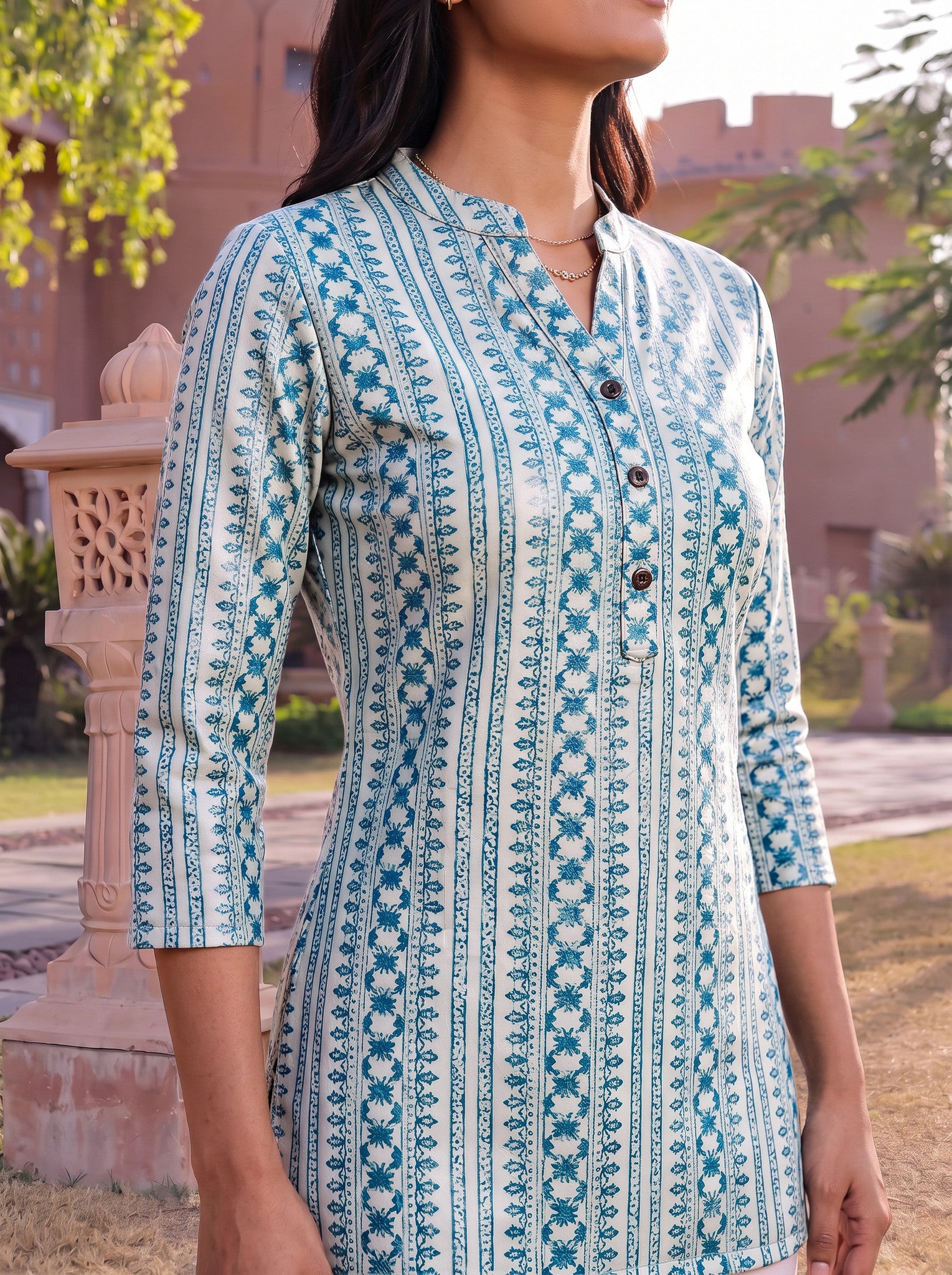 Cotton Printed Straight Short Length Short Kurta
