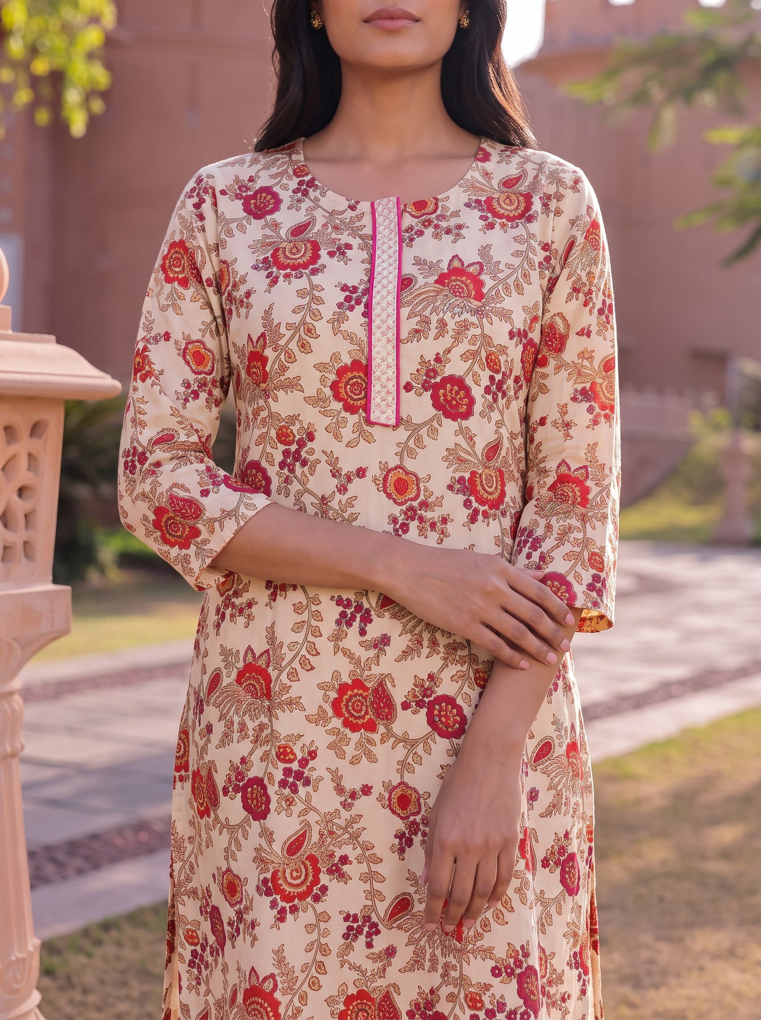 Rayon Printed Straight Knee Length Kurta
