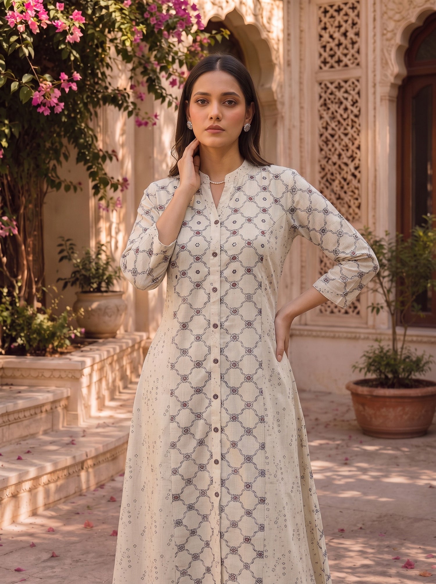 Buy Cotton Embroidered Straight Calf Length Kurta-Black