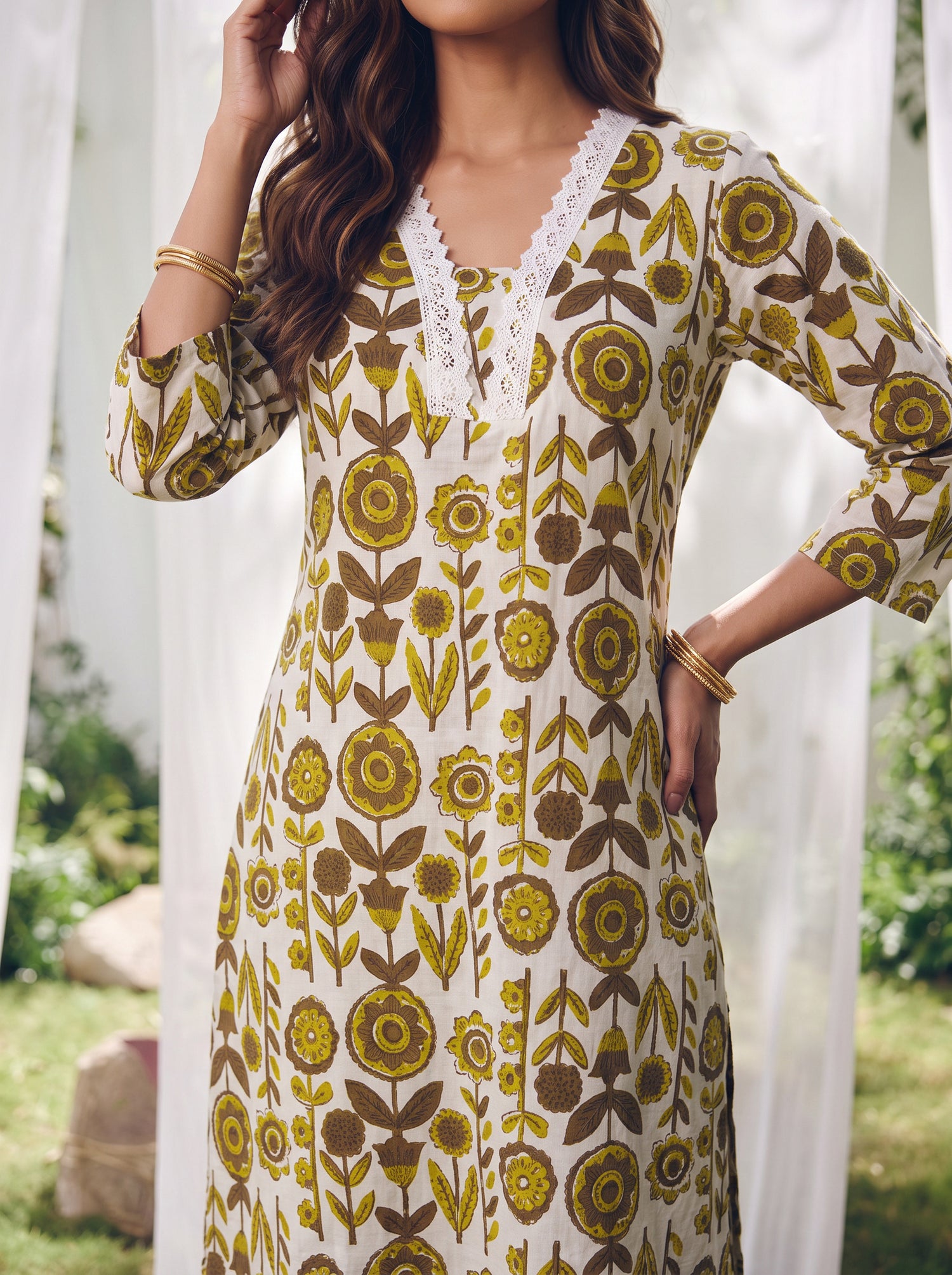 Buy Cotton Printed Straight Co-Ord Set-Off White