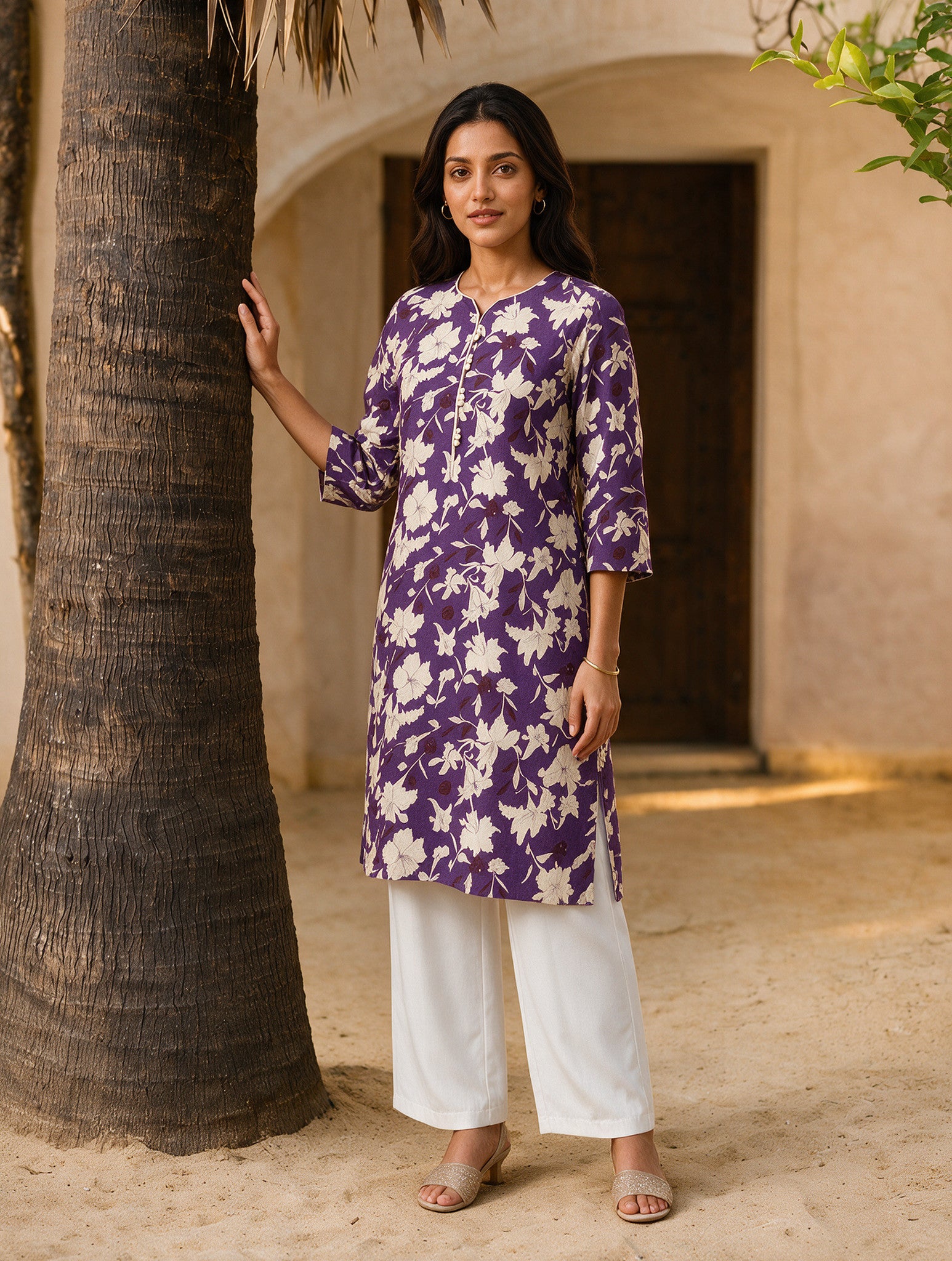 Cotton Printed Straight Knee Length Kurta