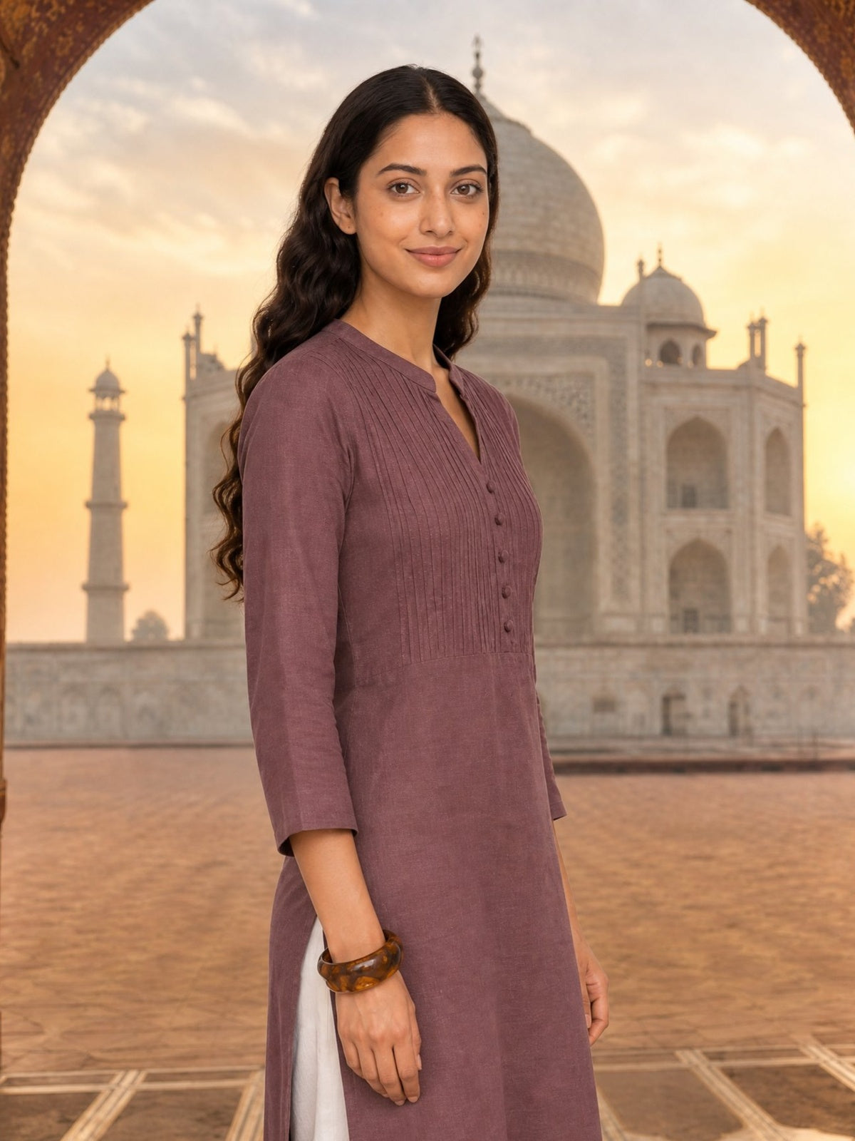 Rayon Pin Tuck Straight Knee Length Kurta