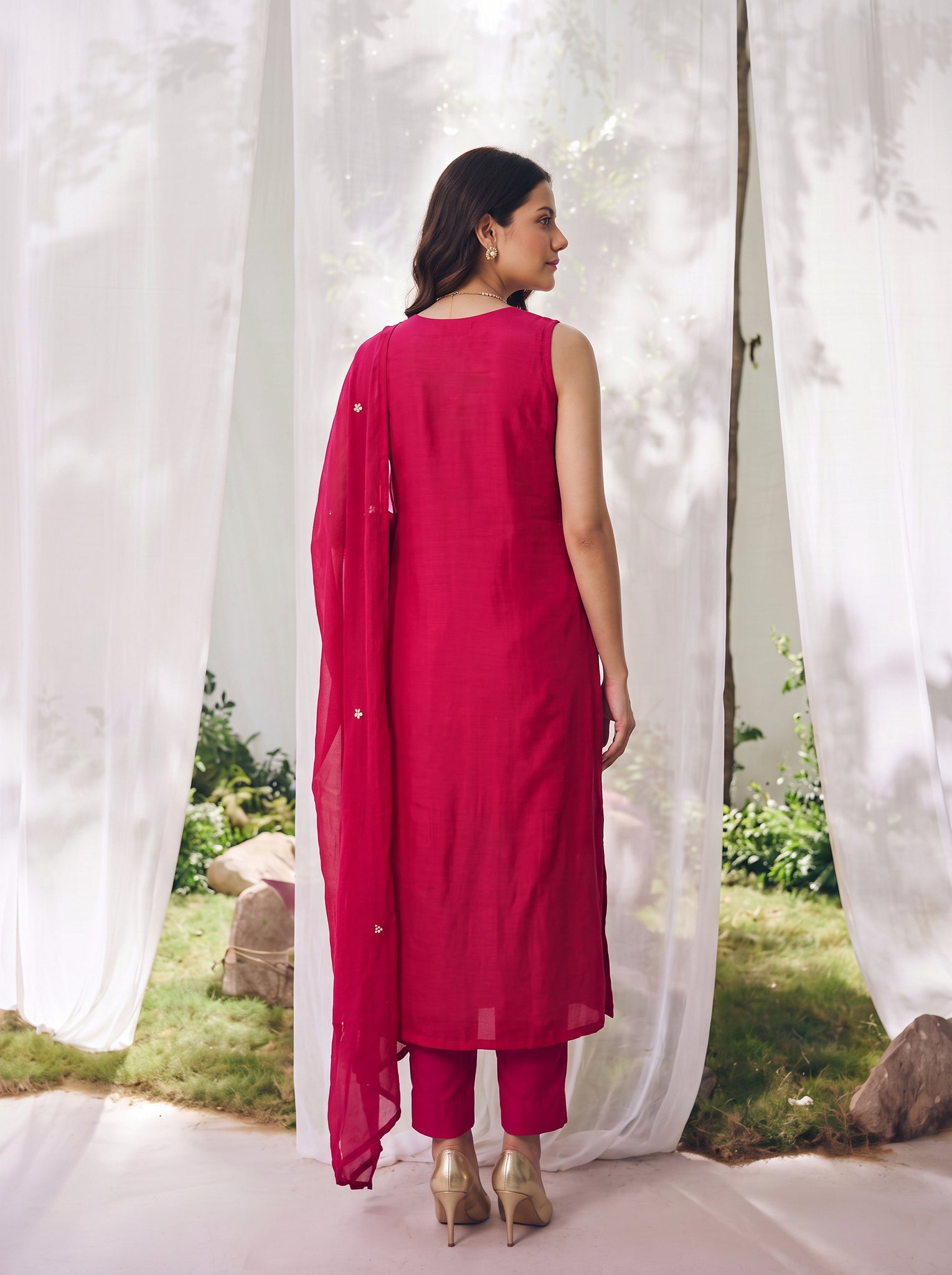 Rayon Embroidered A-Line Calf Length Kurta With Pant