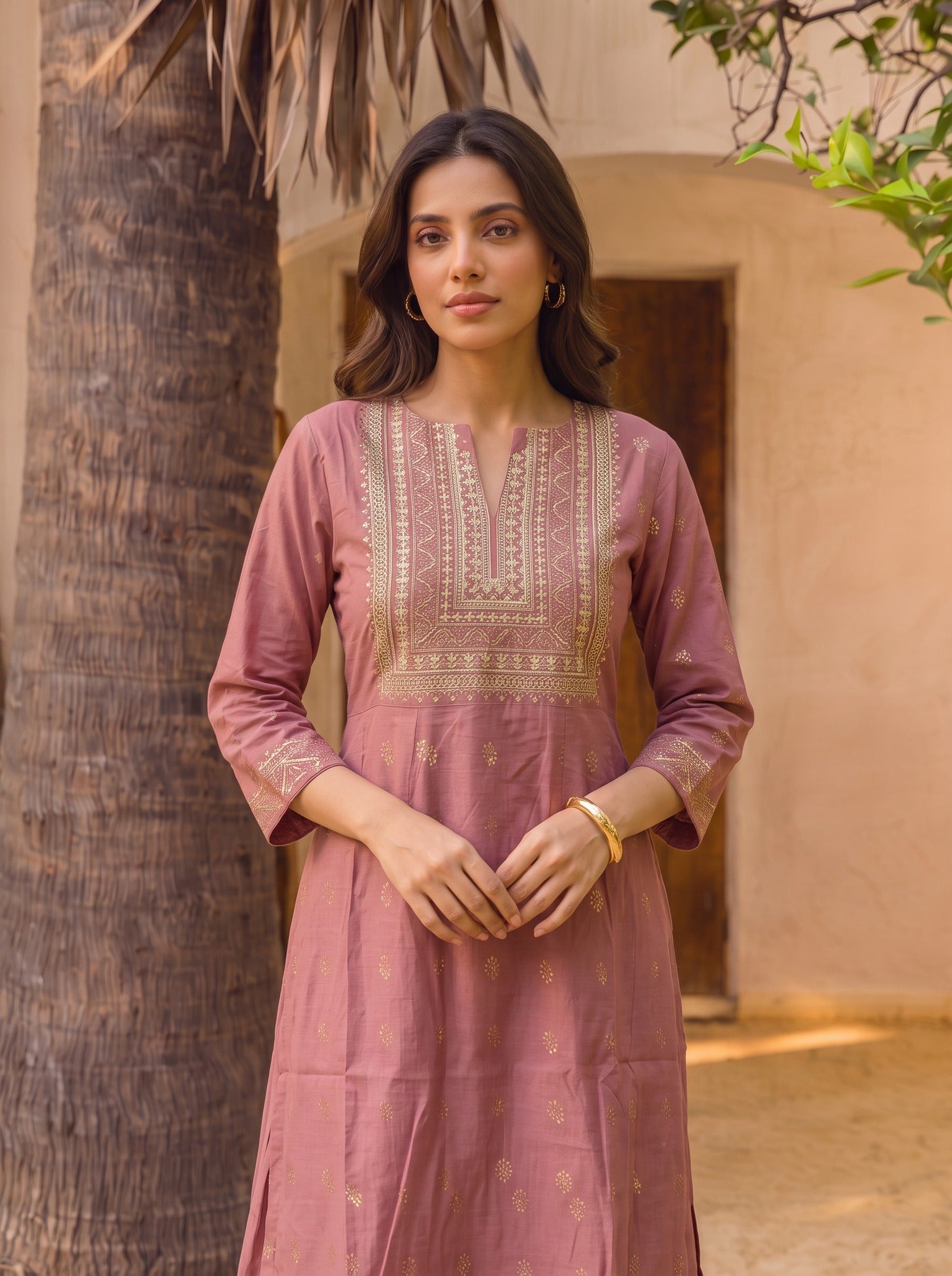 Viscose Embroidered Straight Calf Length Kurta