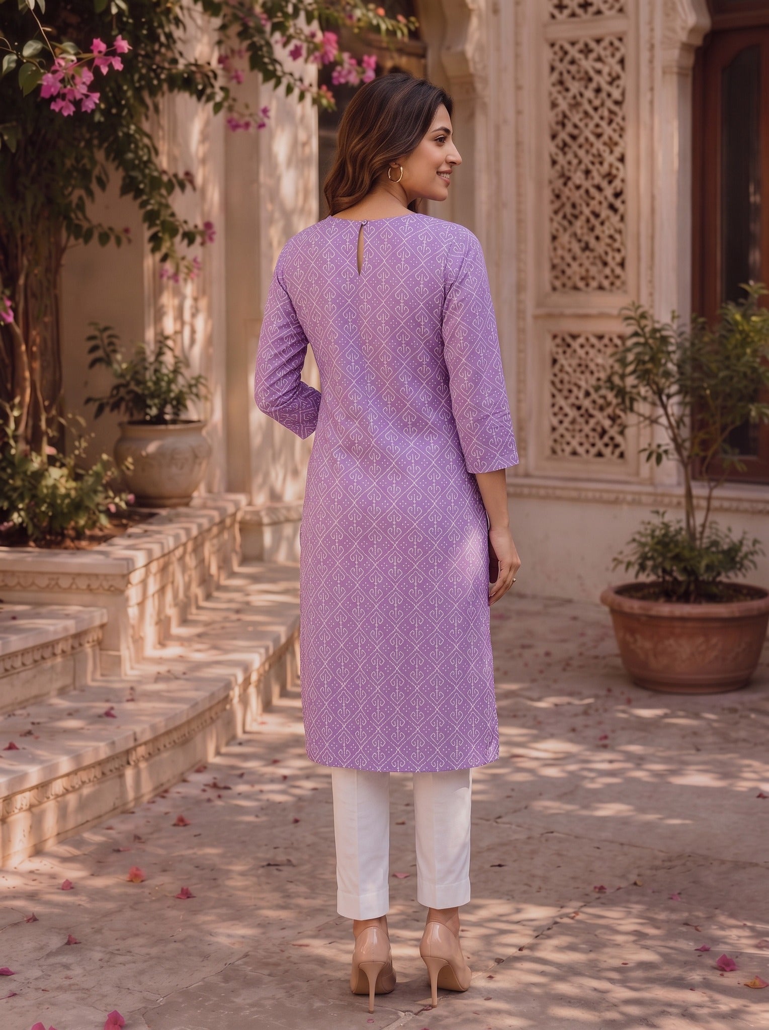 Cotton Embroidered Straight Knee Length Kurta