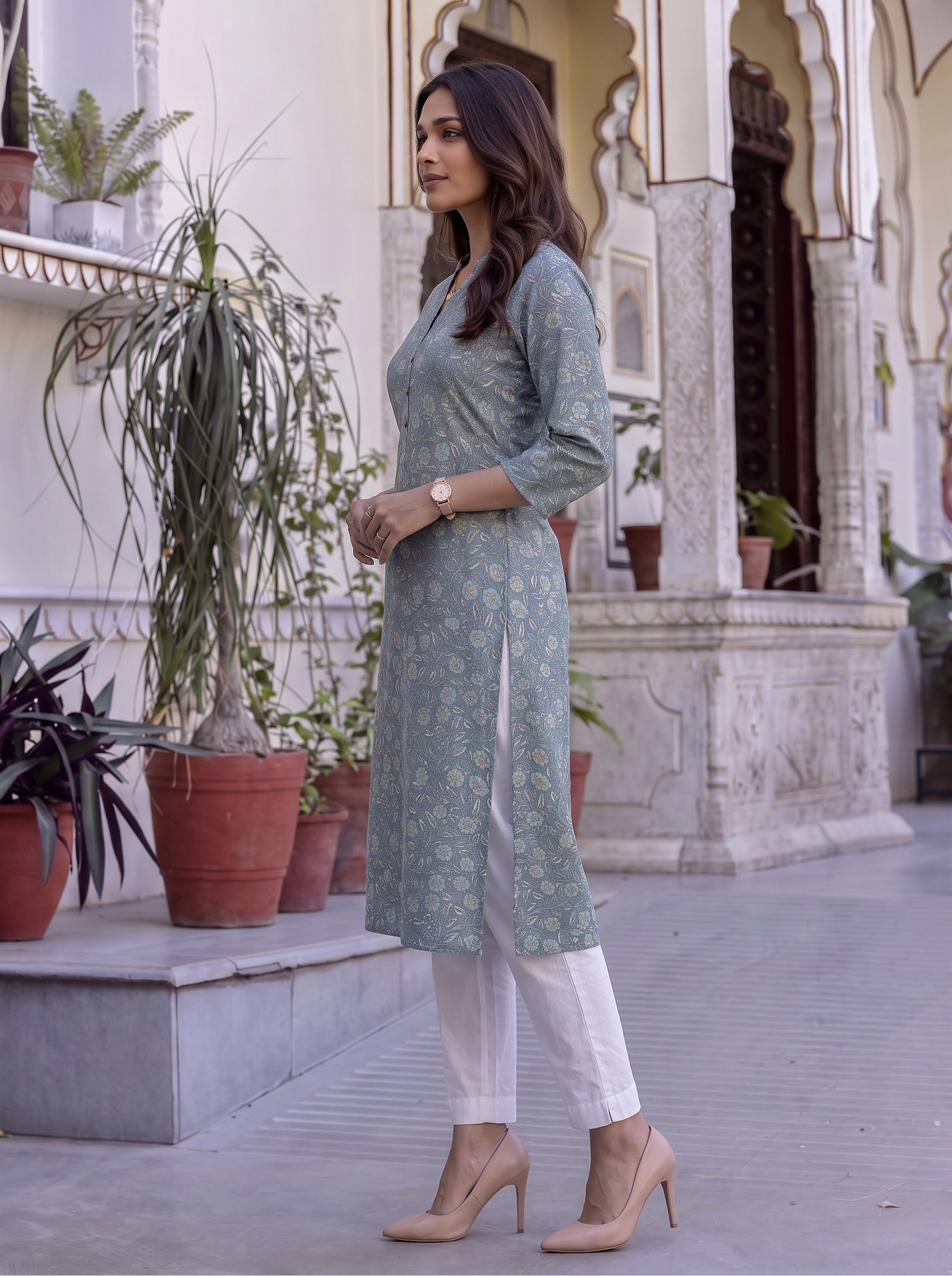 Viscose Printed Straight Knee Length Kurta