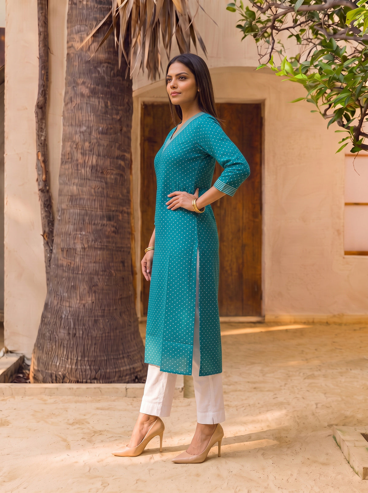 Buy Rayon Printed Straight Knee Length Kurta-Blue