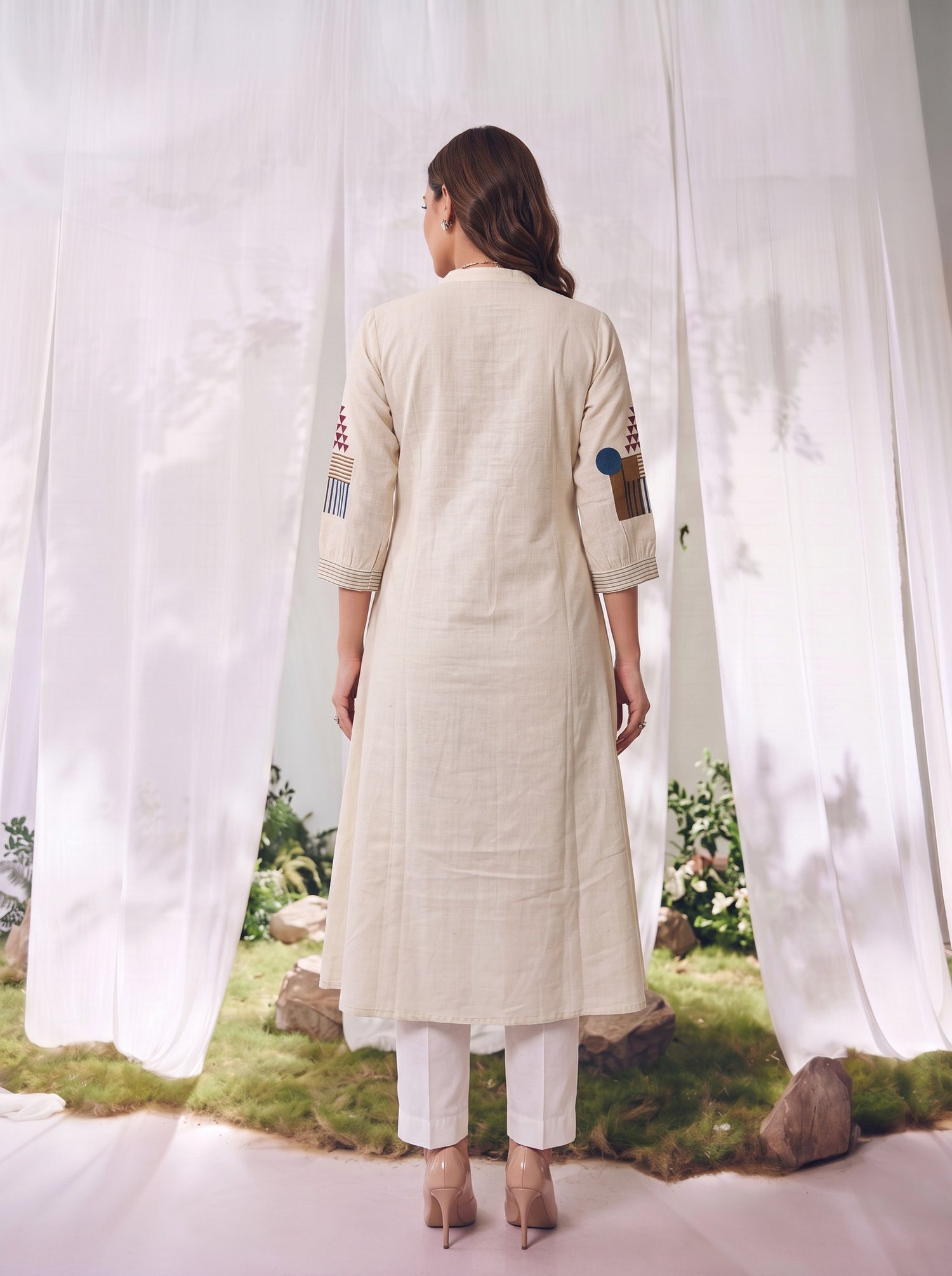 Buy Cotton Printed Straight Calf Length Kurta-Blue