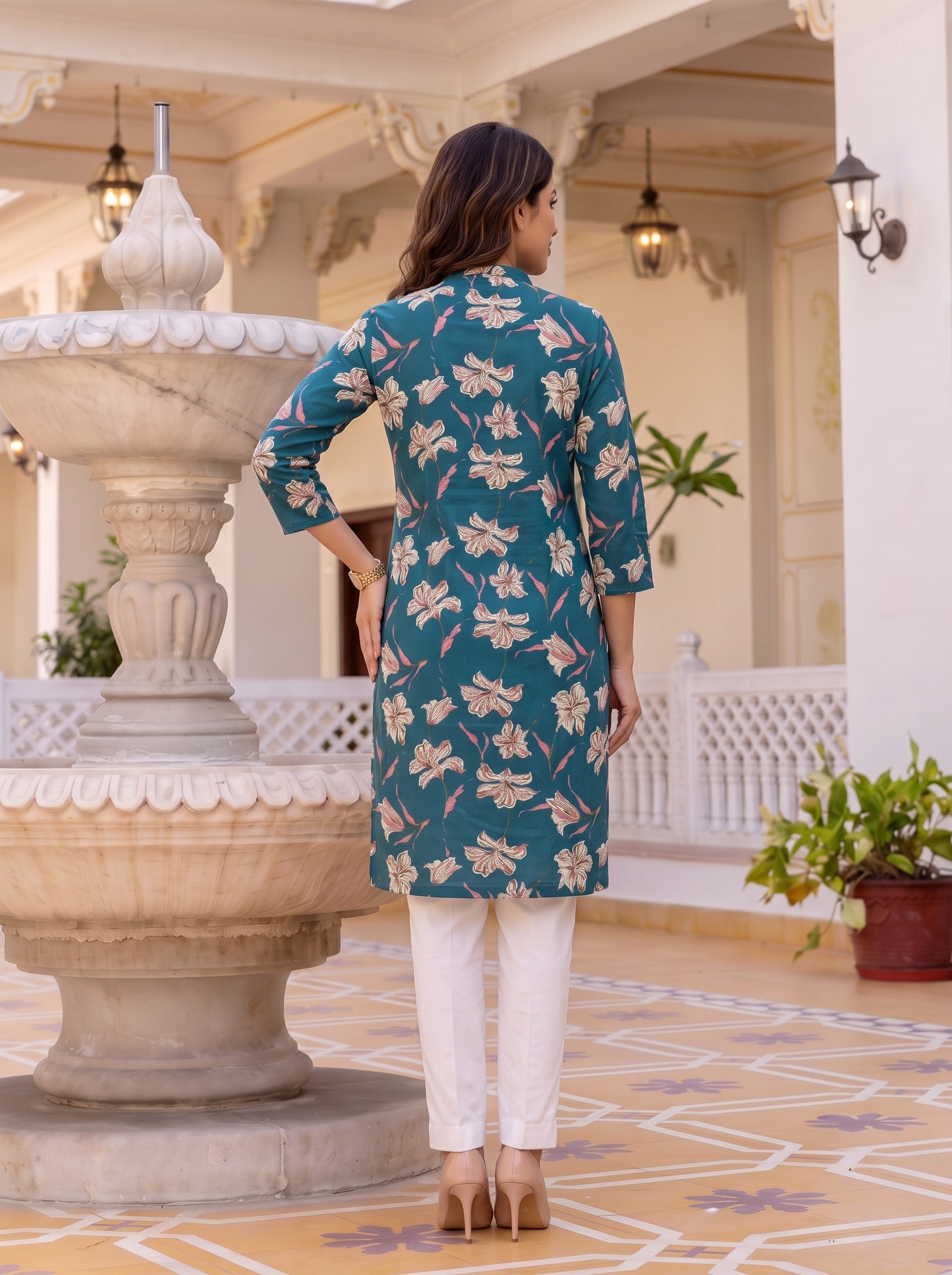 Cotton Printed Straight Knee Length Kurta