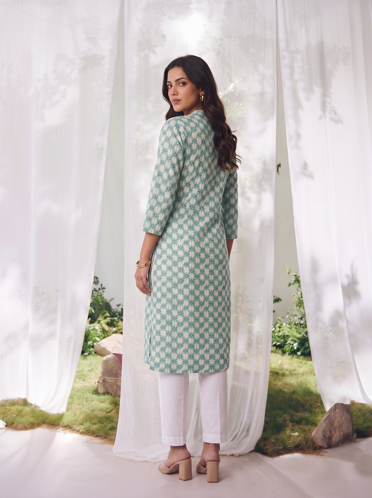 Rayon Printed Straight Calf Length Kurta