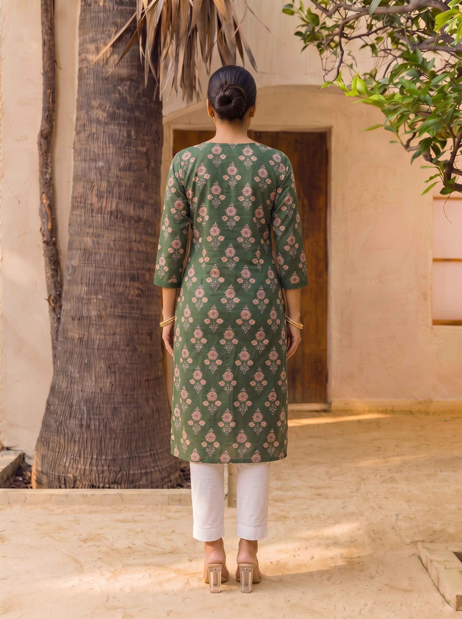 Rayon Printed Straight Knee Length Kurta