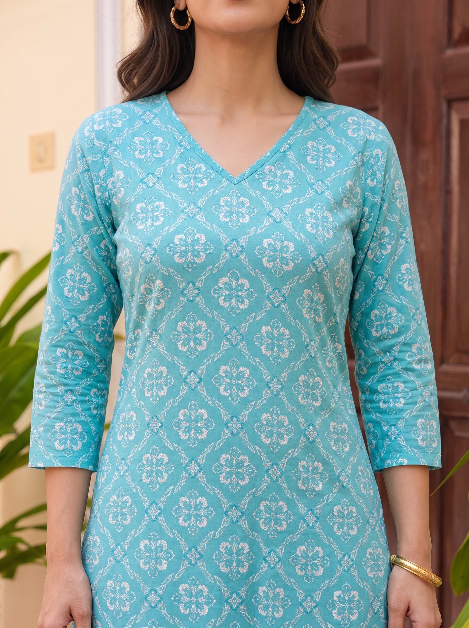 Cotton Printed Straight Knee Length Kurta
