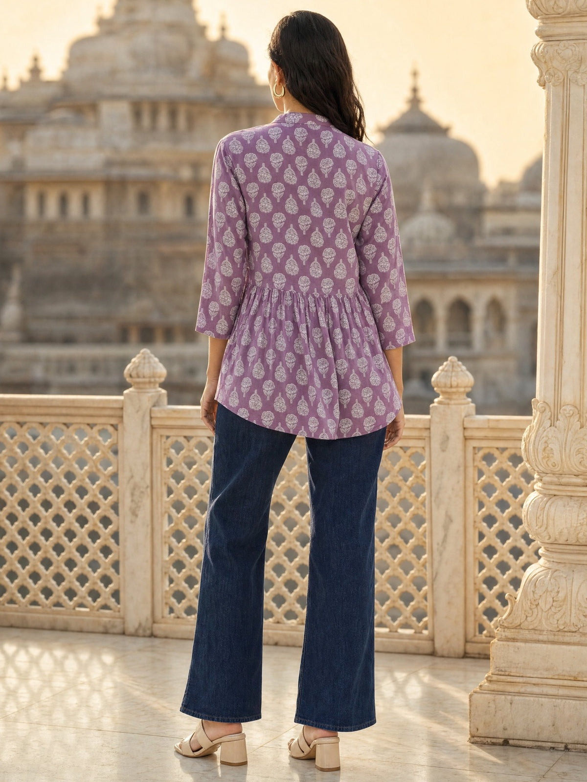 Buy Rayon Printed Straight Short Length Short Kurta-Mauve