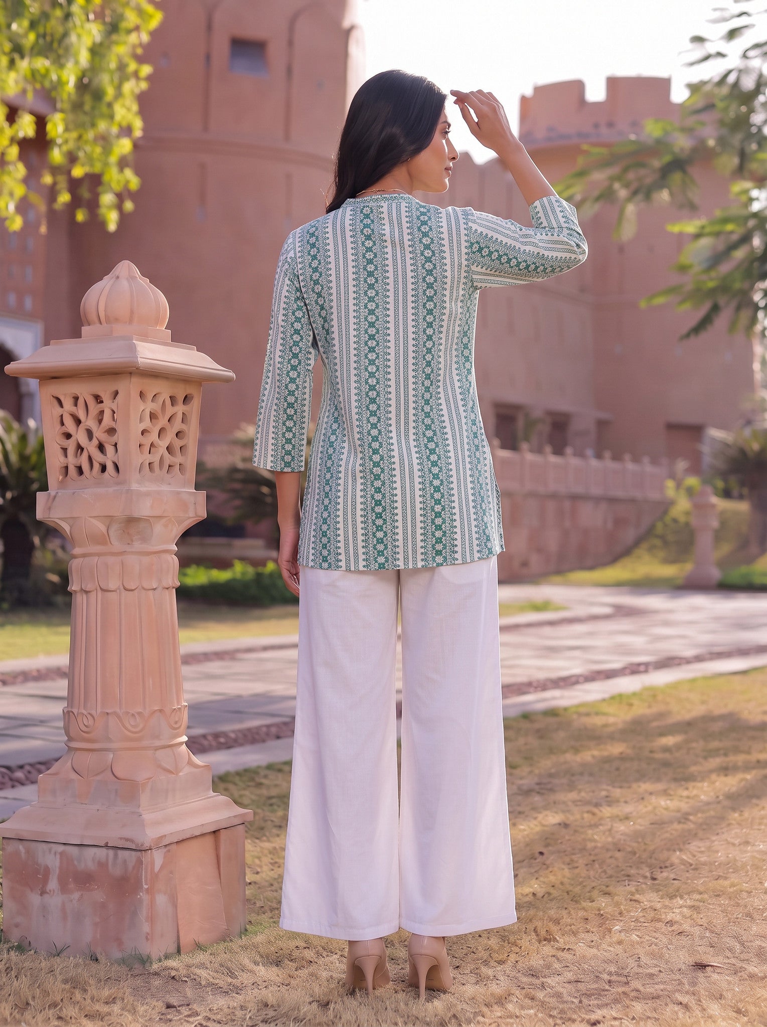 Cotton Printed Straight Short Length Short Kurta