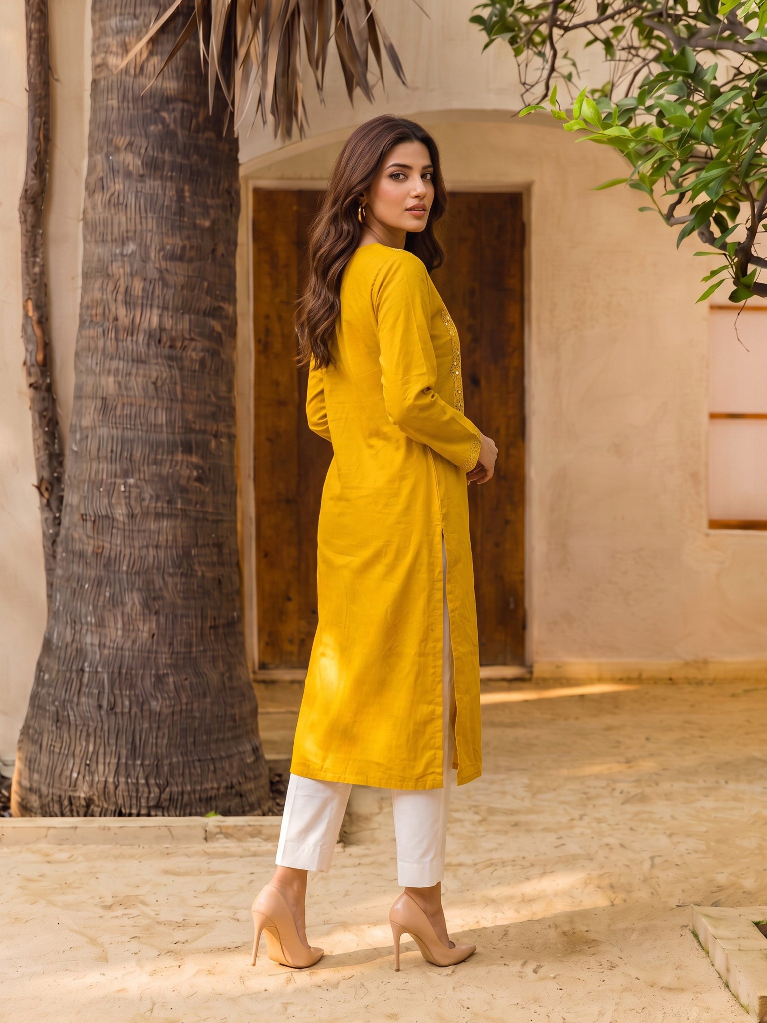 Rayon Embroidered Straight Calf Length Kurta